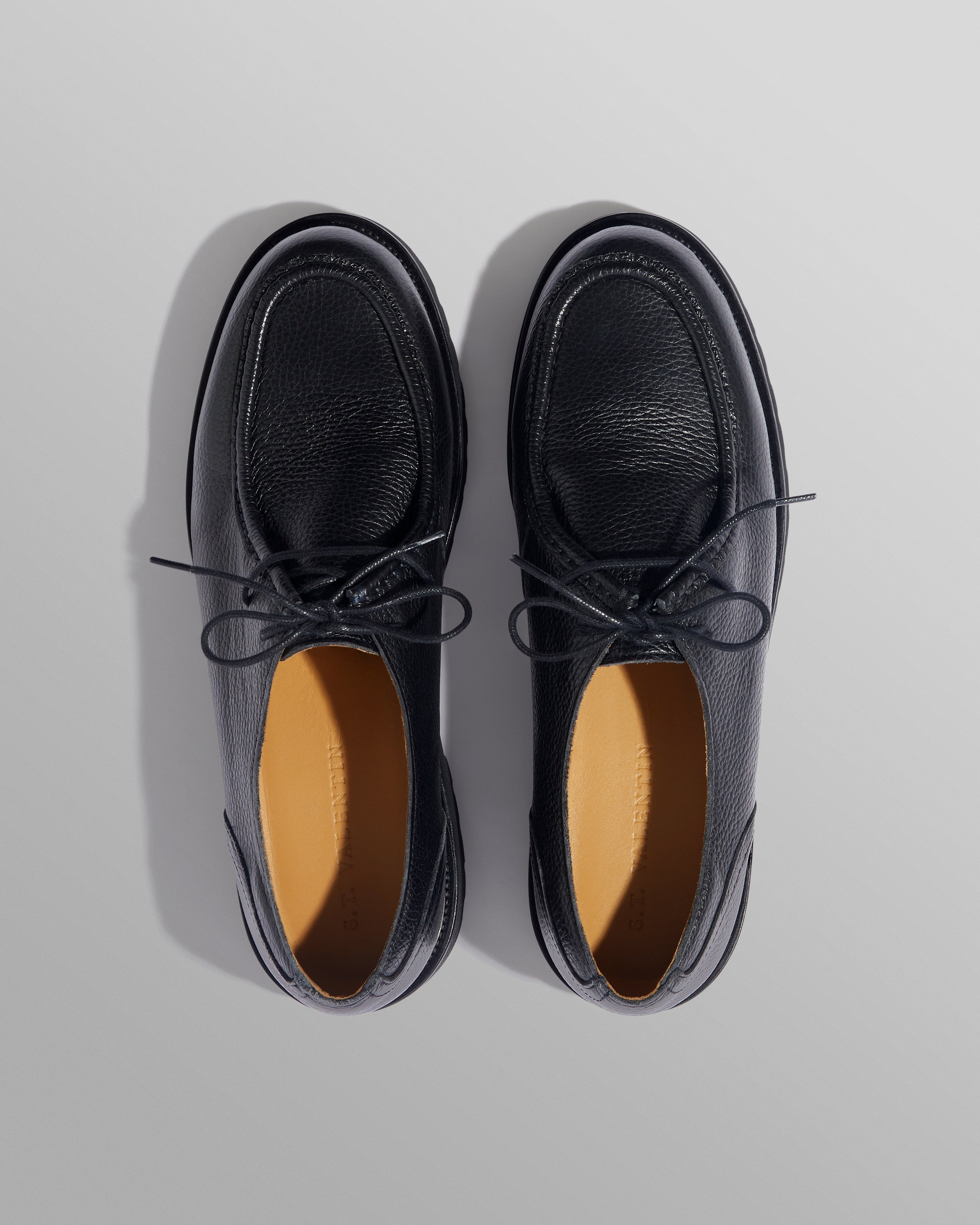 S.T. Valentin - Black Grained Leather Deck Shoes