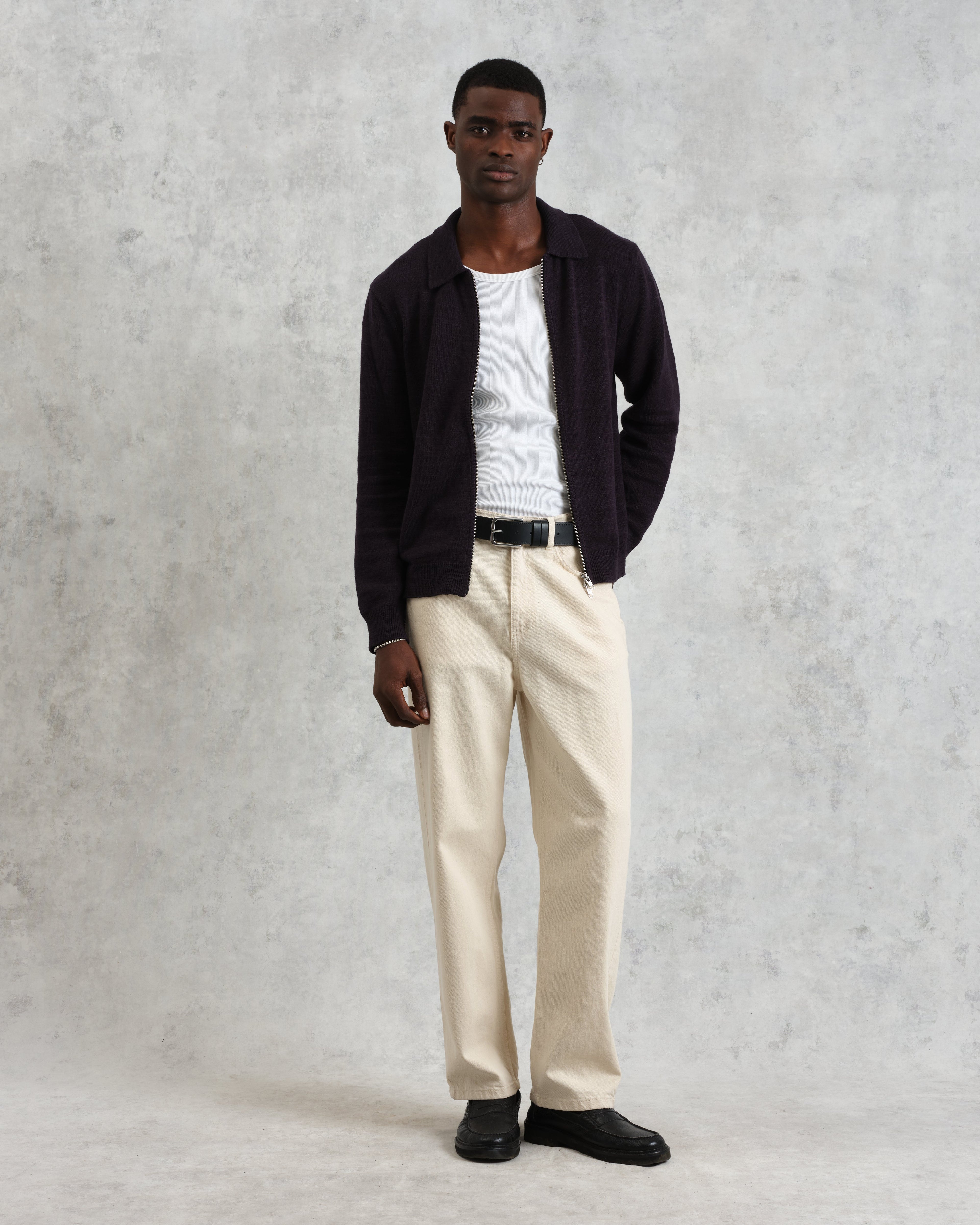 Wayfarer - Navy Slub Cotton-Linen Cardigan