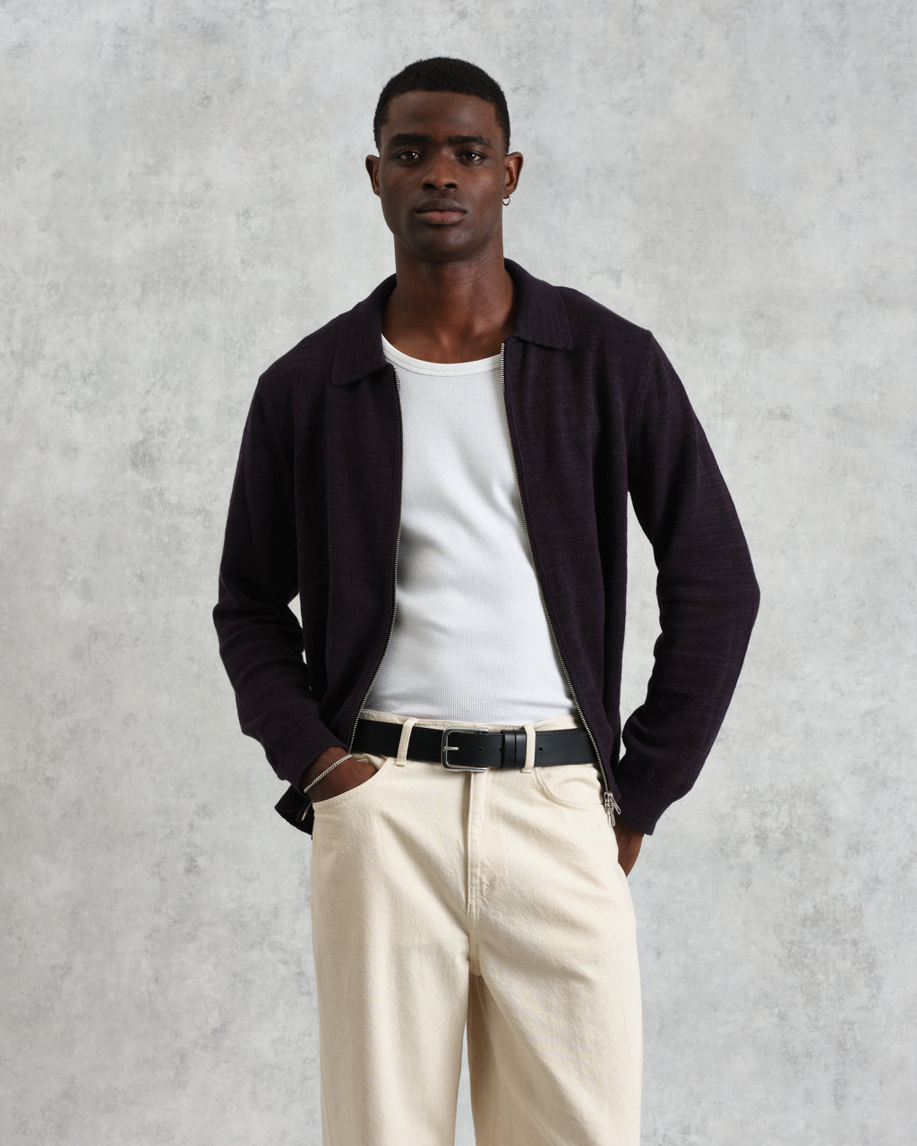 Wayfarer - Navy Slub Cotton-Linen Cardigan