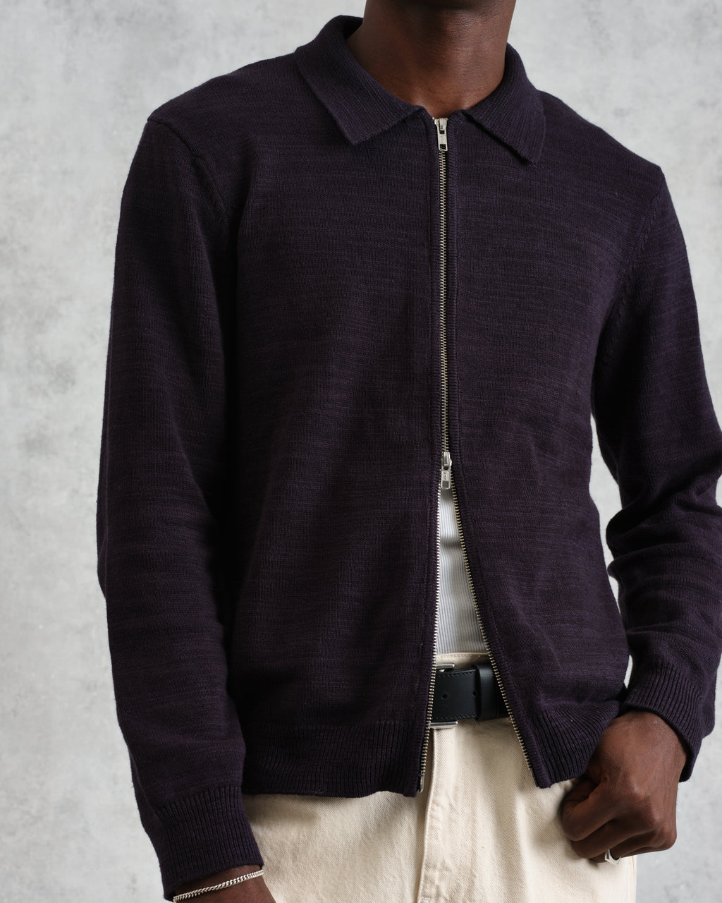 Wayfarer - Navy Slub Cotton-Linen Cardigan
