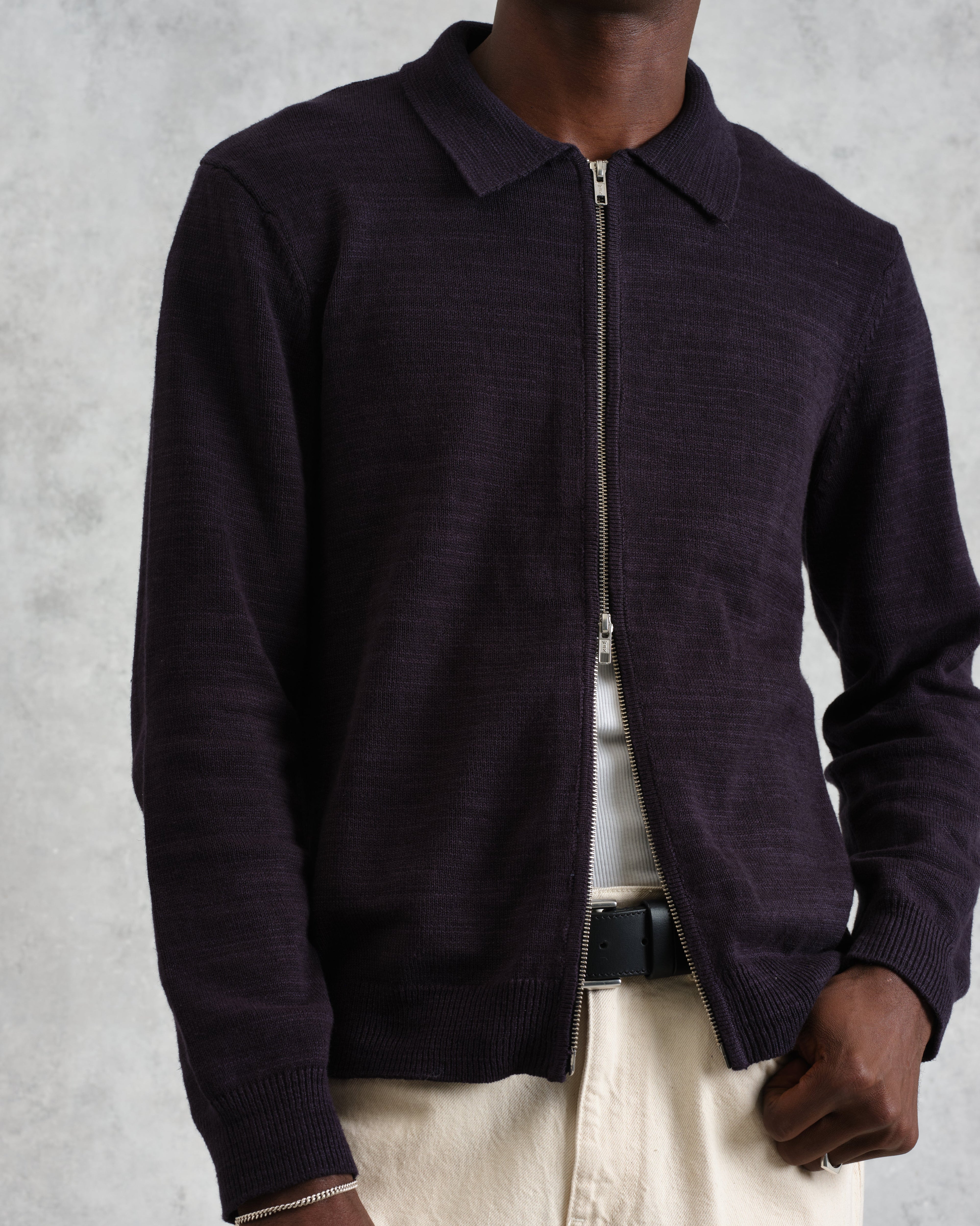 Wayfarer - Navy Slub Cotton-Linen Cardigan