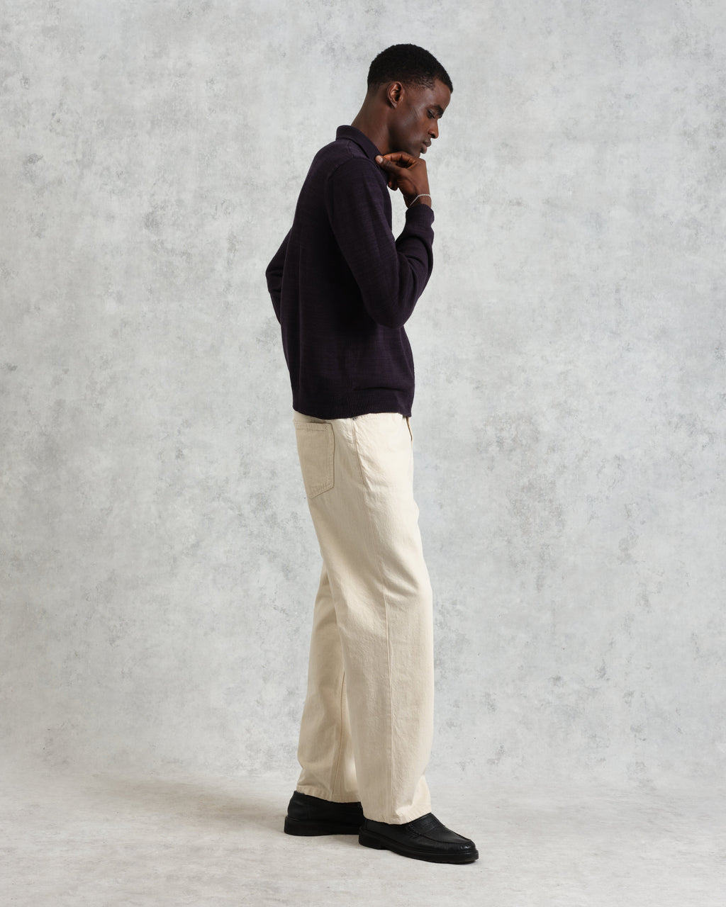 Wayfarer - Navy Slub Cotton-Linen Cardigan