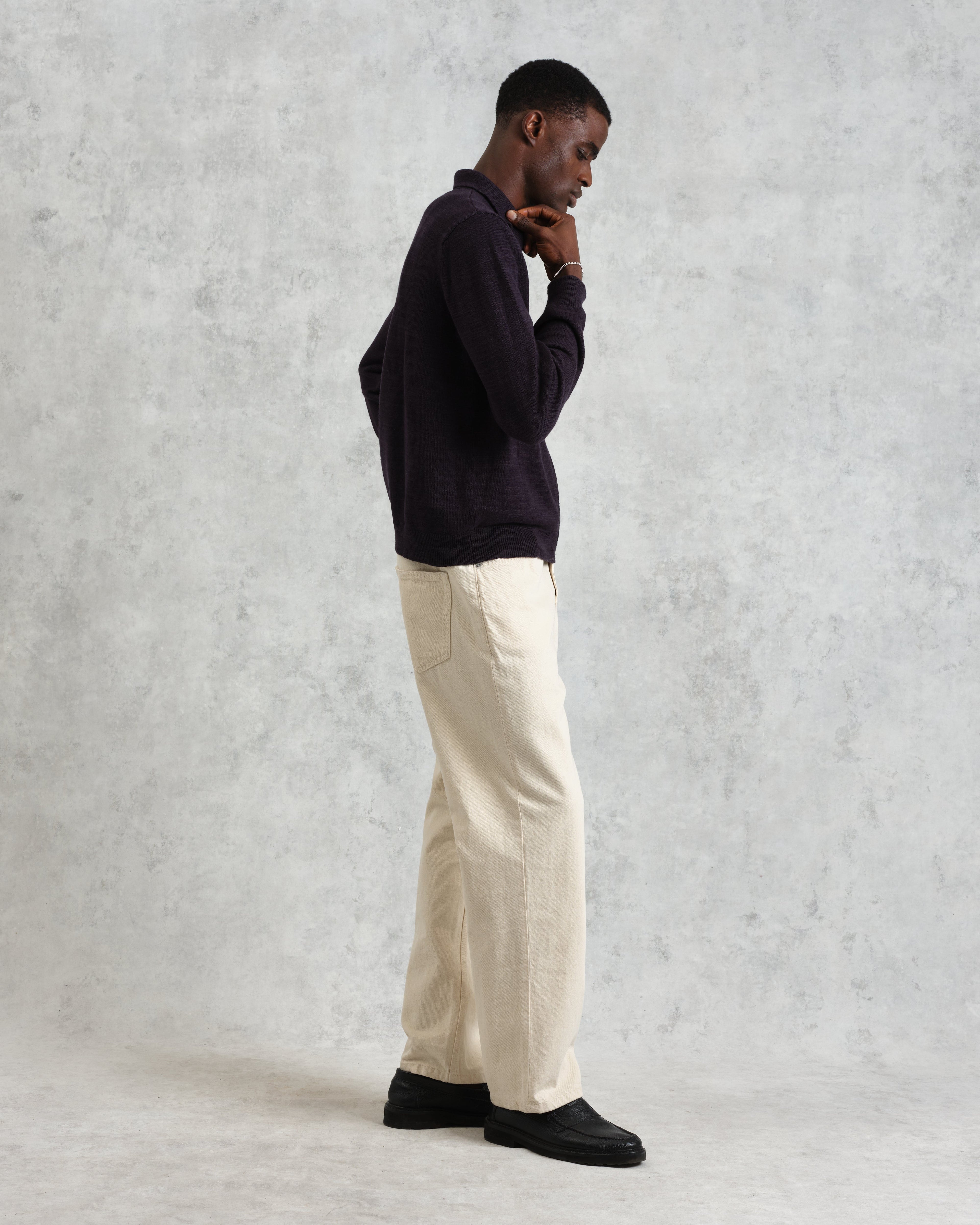 Wayfarer - Navy Slub Cotton-Linen Cardigan