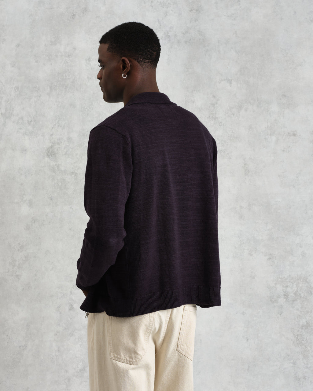 Wayfarer - Navy Slub Cotton-Linen Cardigan