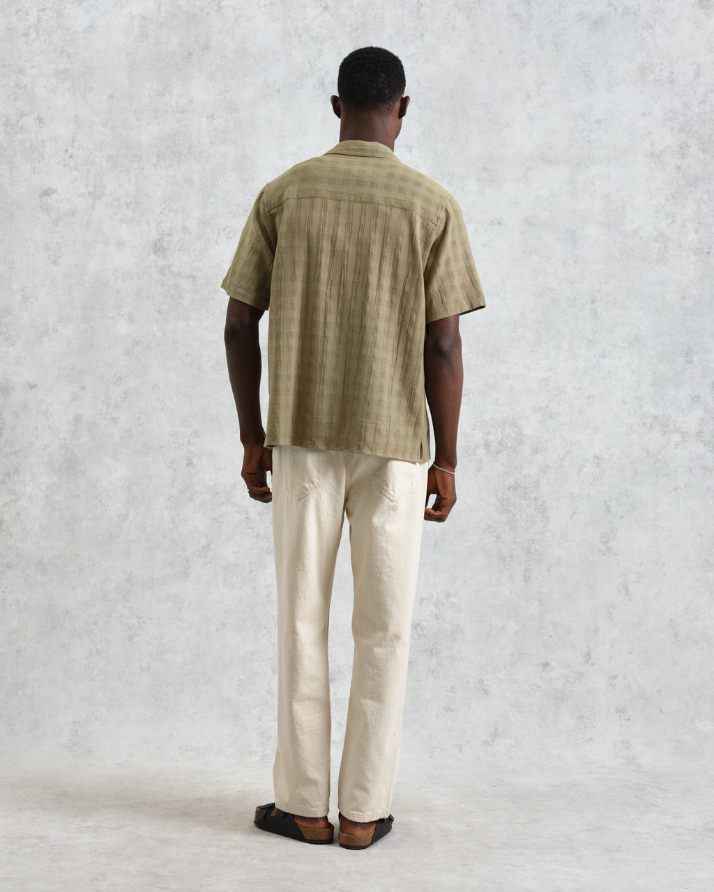 Didcot - Khaki Open Weave Cotton Short-Sleeve Shirt