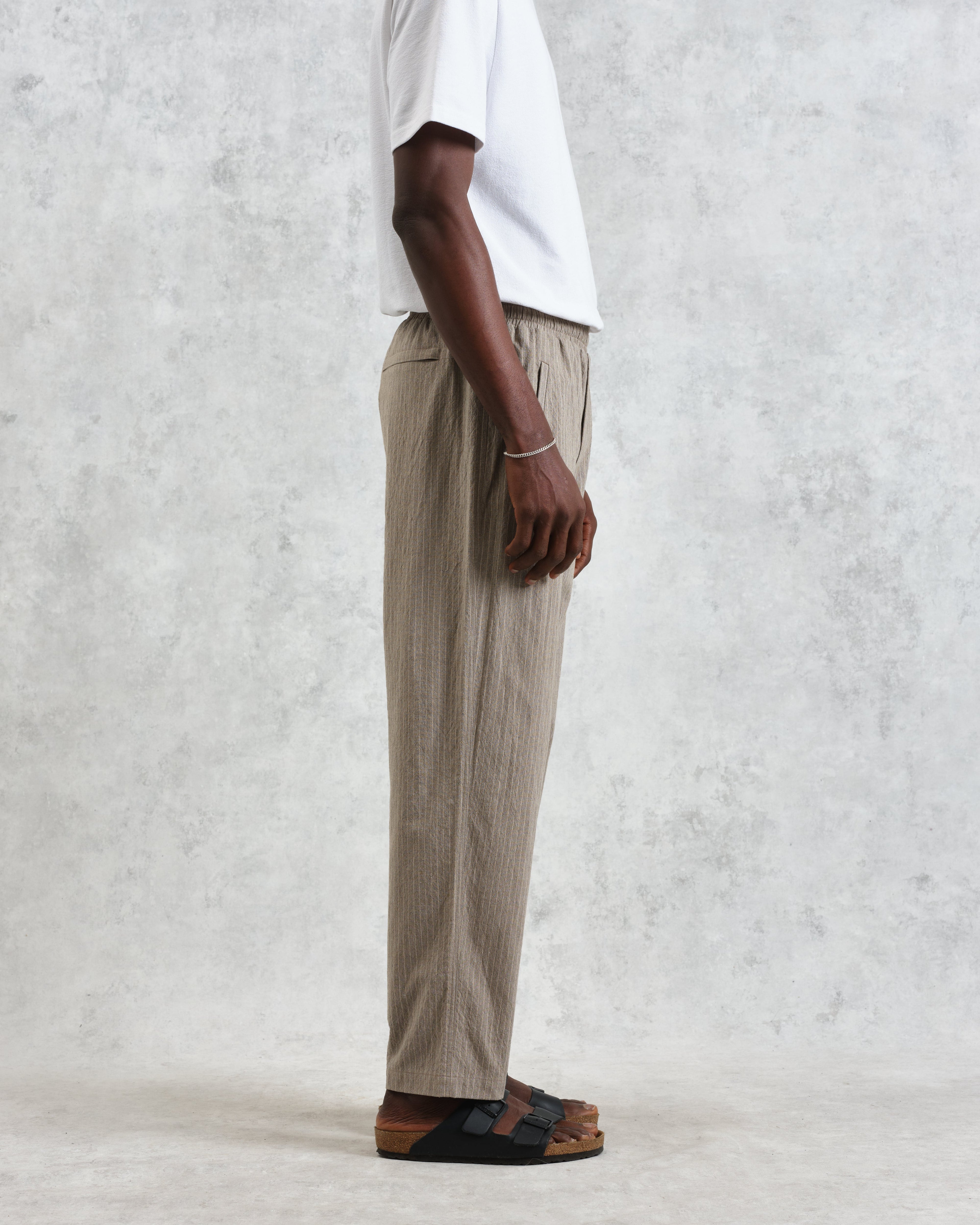 Tyne - Natural Chalk Stripe Trousers