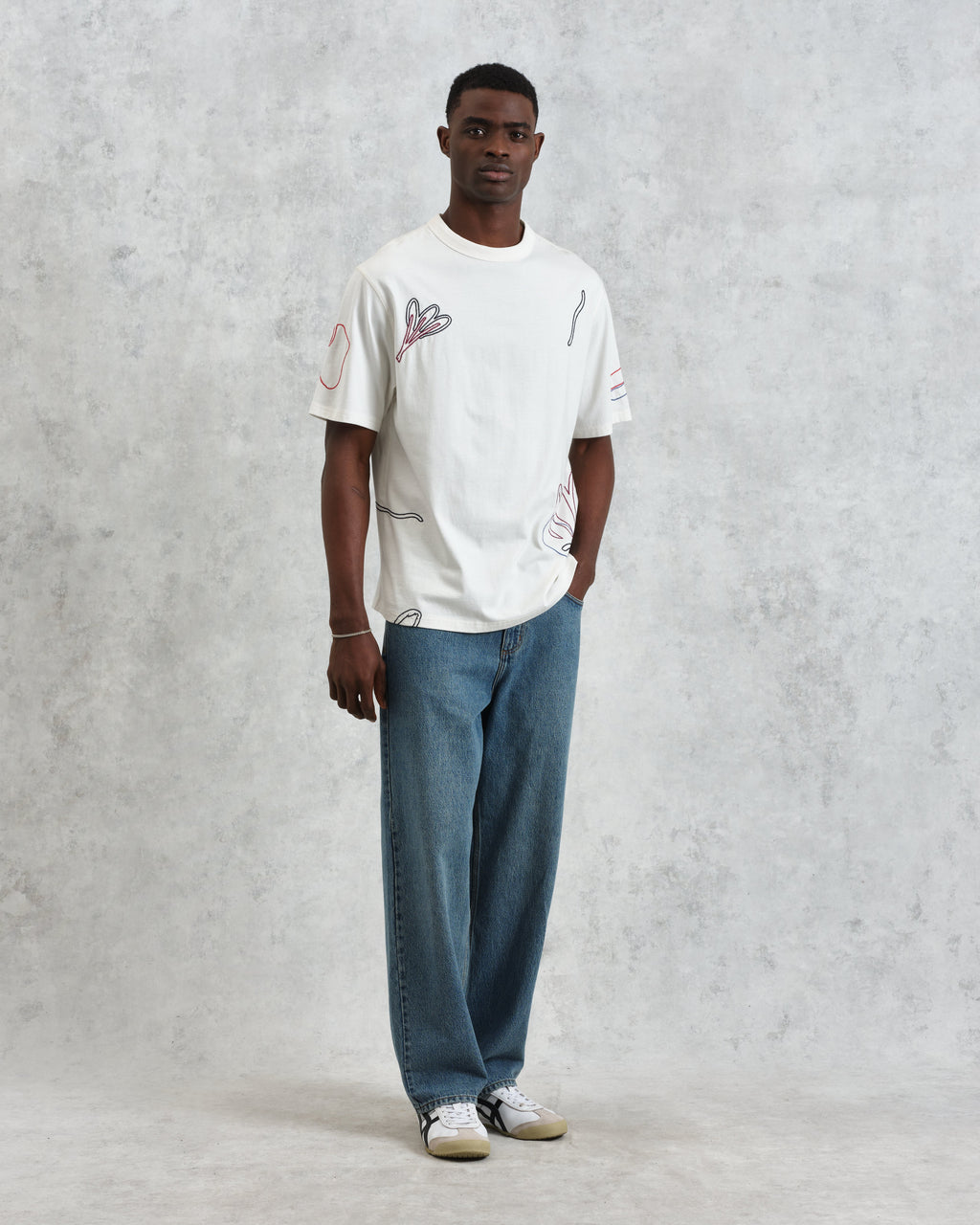 Milton - Ecru Embroidered Organic Cotton T-Shirt