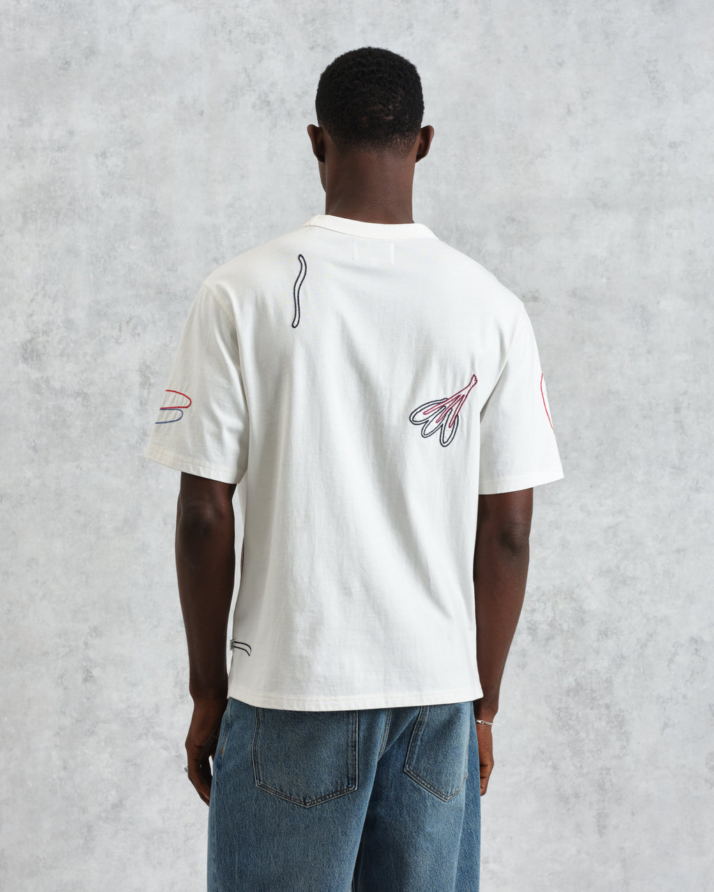 Milton - Ecru Embroidered Organic Cotton T-Shirt