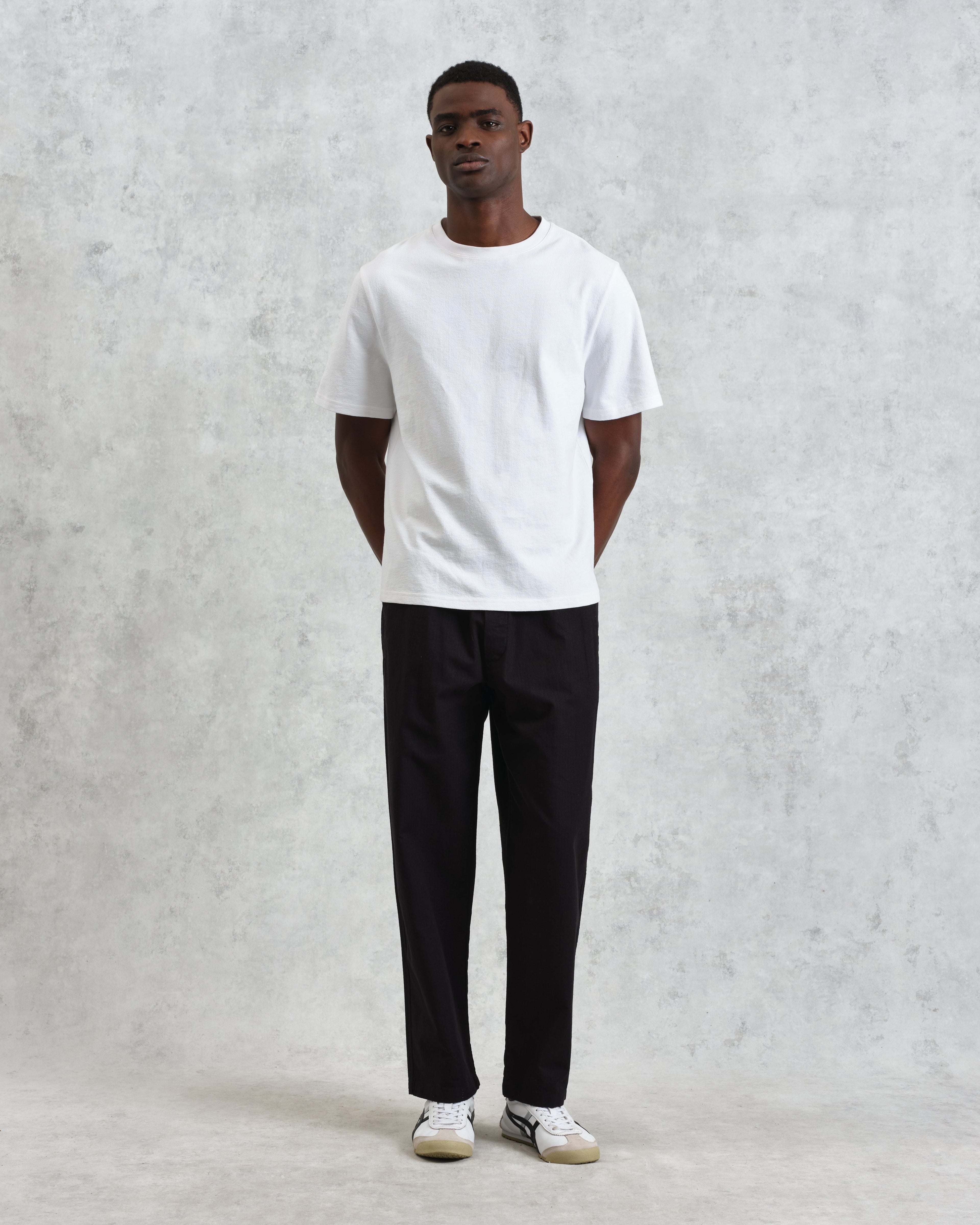 Tyne - Black Cotton-Linen Ripstop Trousers