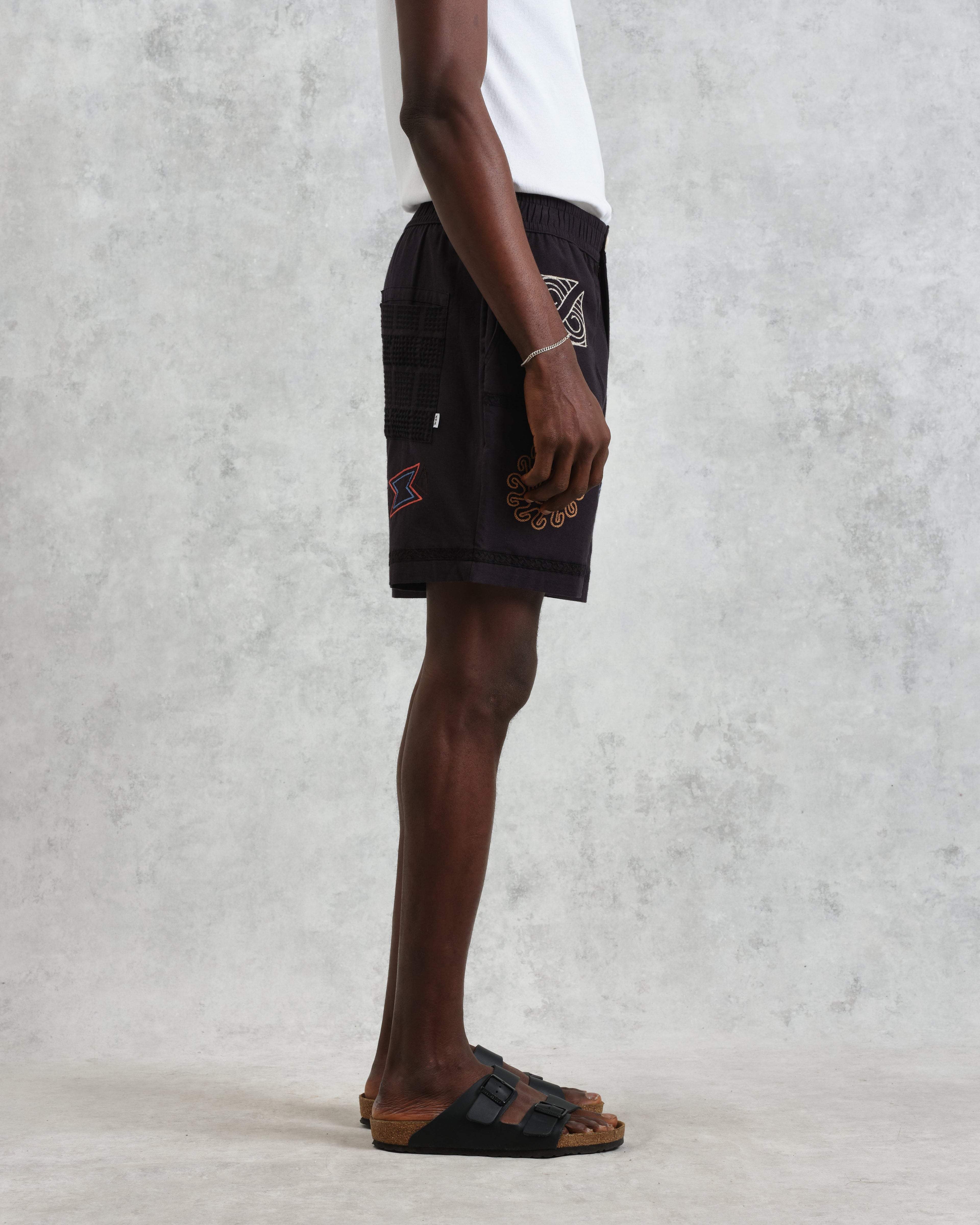 Kurt - Navy Doodle Embroidered Shorts