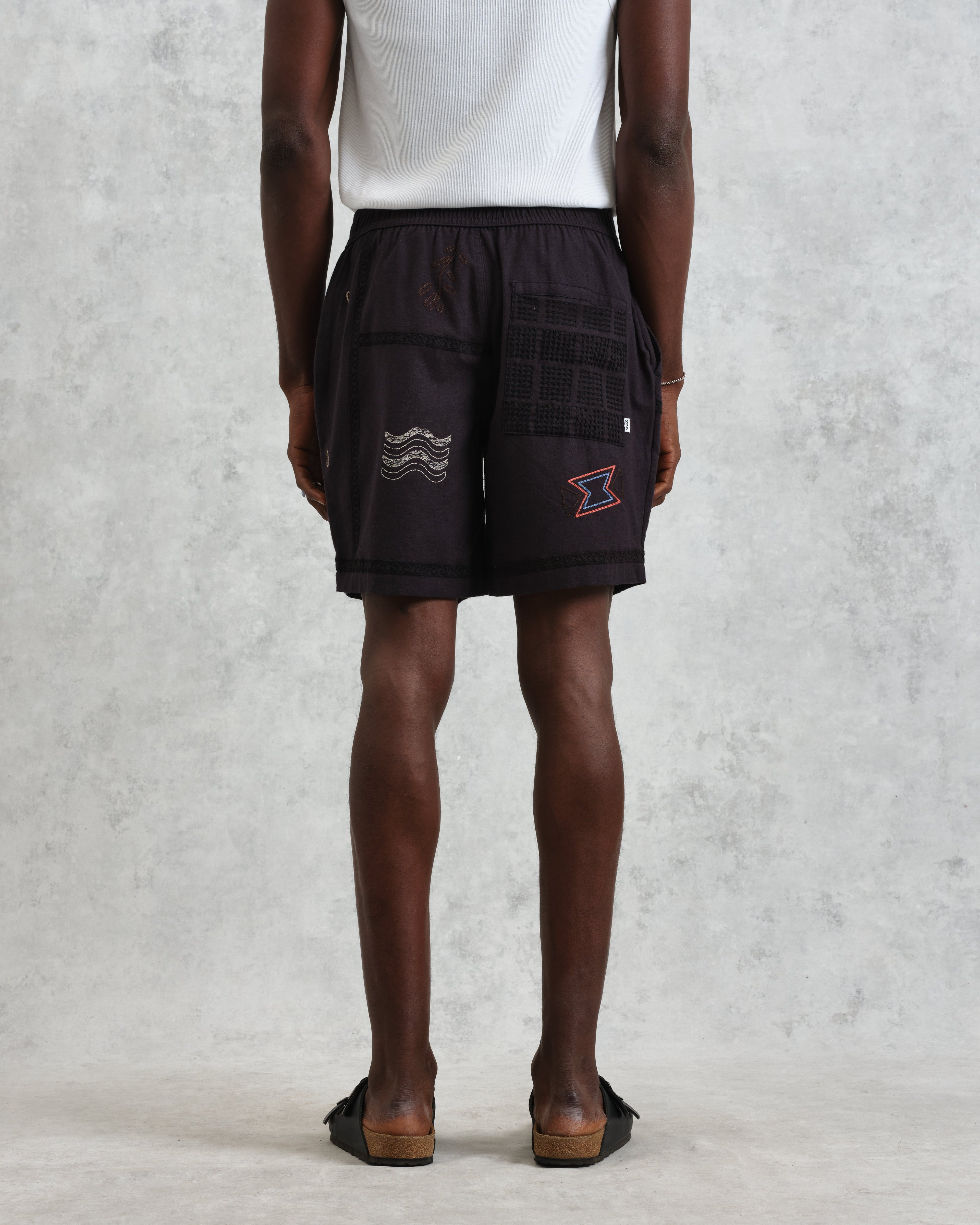 Kurt - Navy Doodle Embroidered Shorts