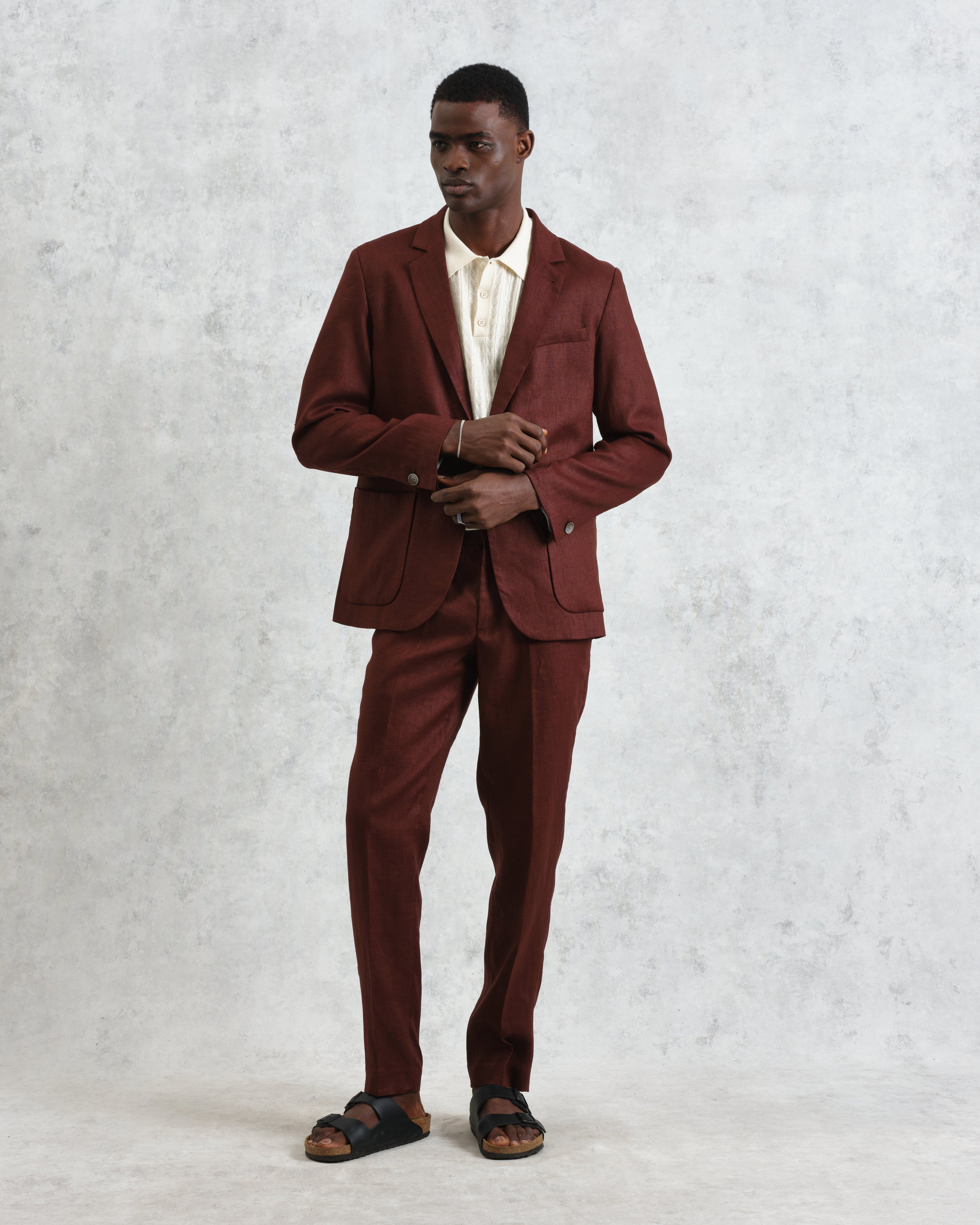Fintry - Merlot Linen Blazer