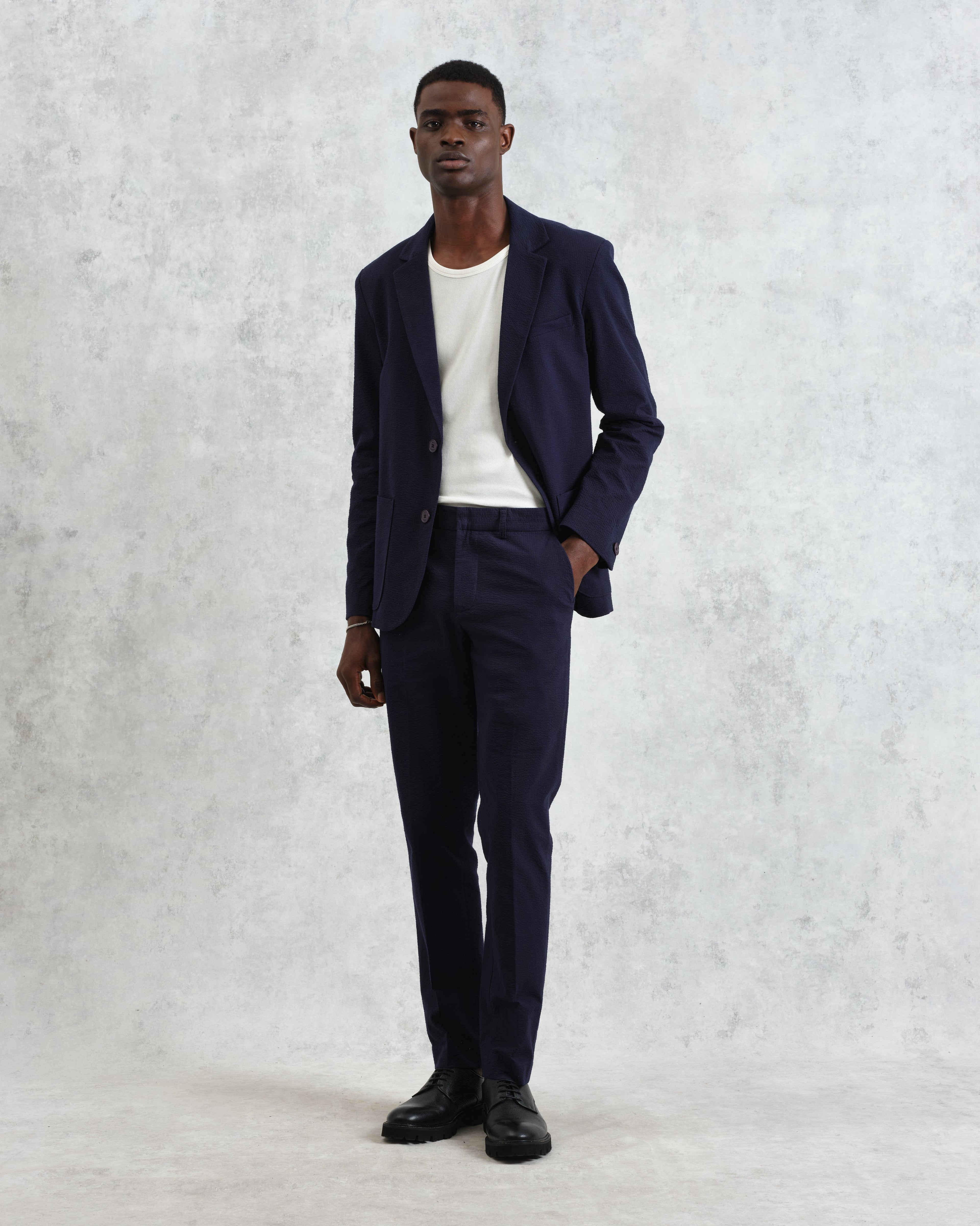 Fintry - Navy Seersucker Blazer