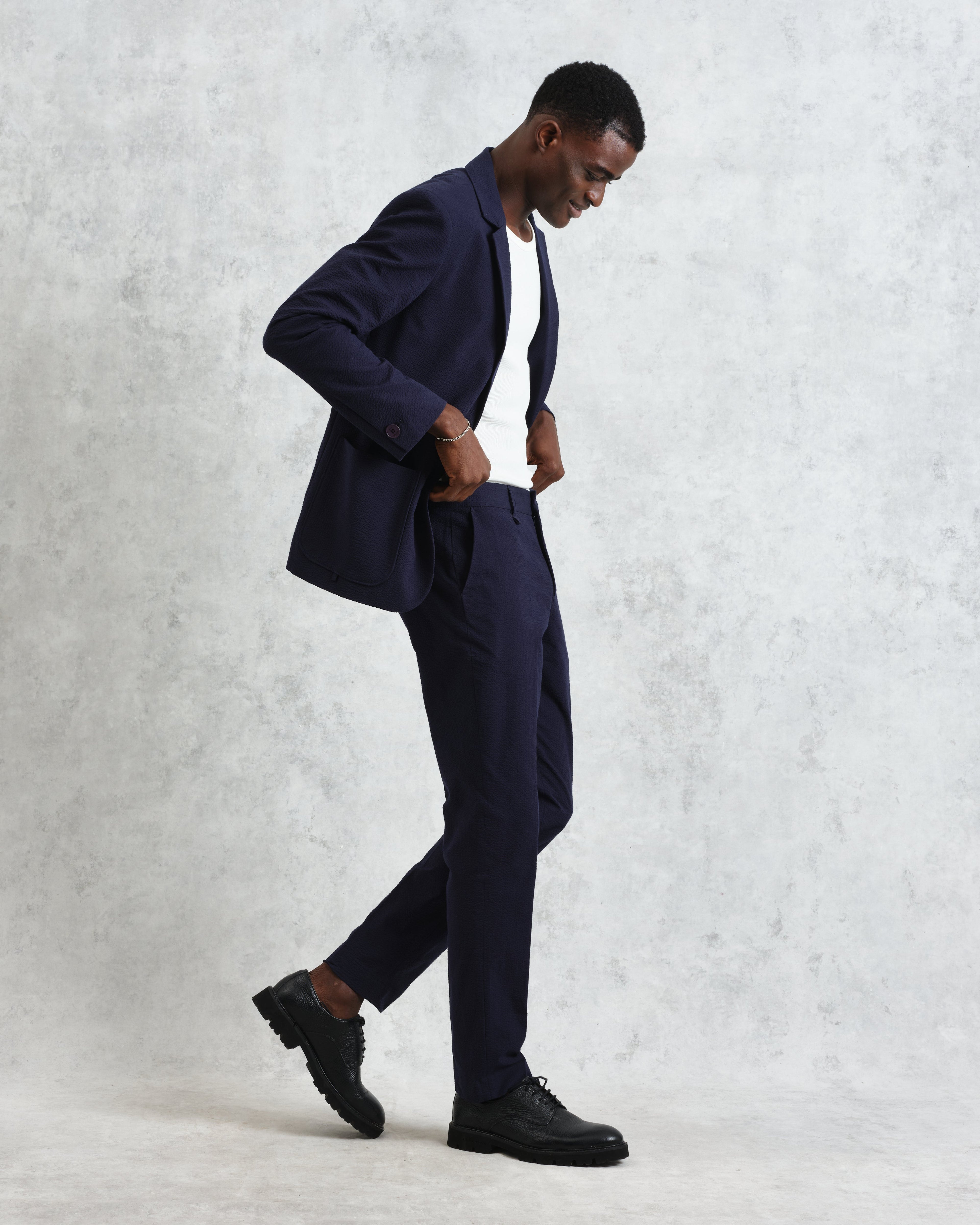 Fintry - Navy Seersucker Blazer
