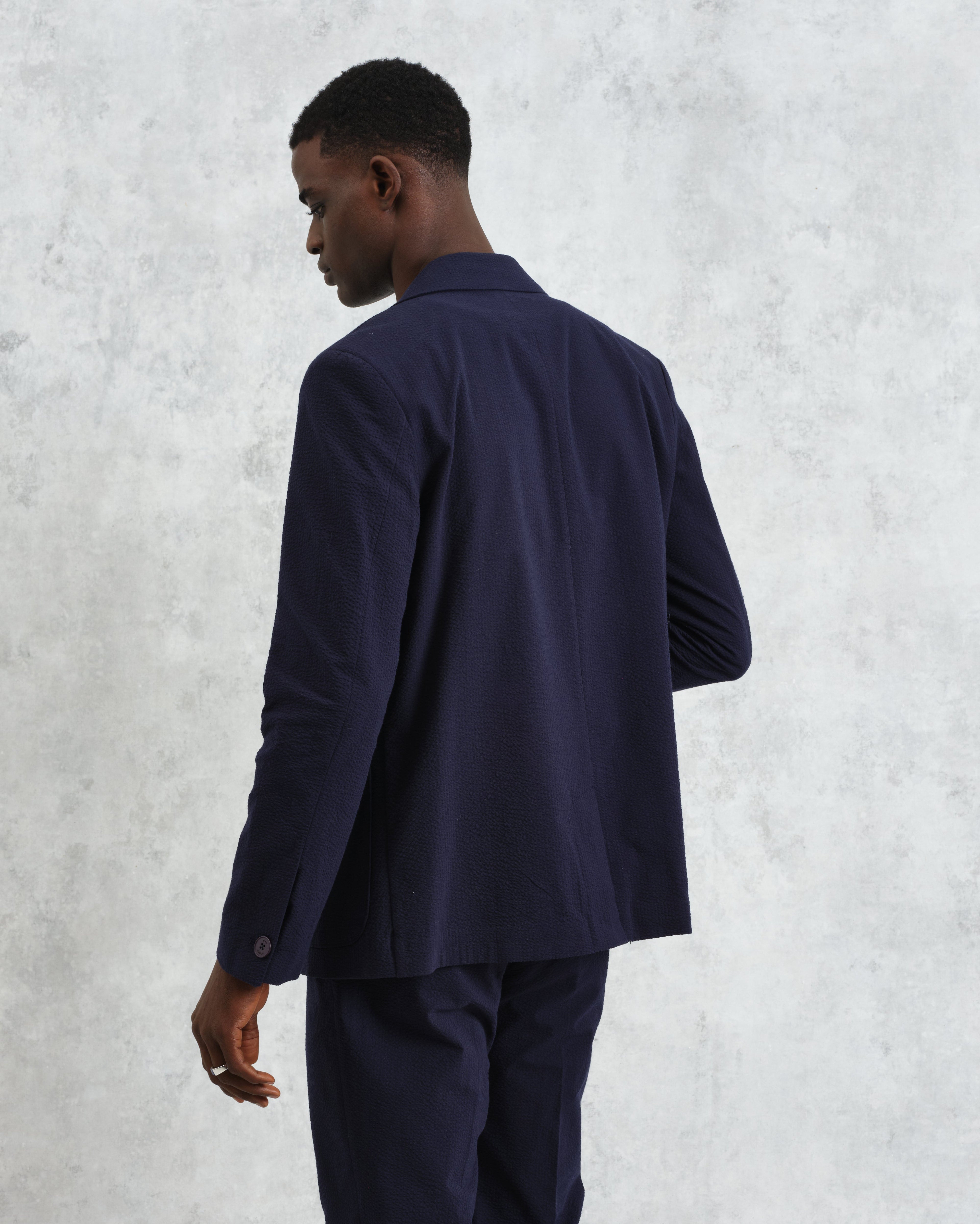 Fintry - Navy Seersucker Blazer