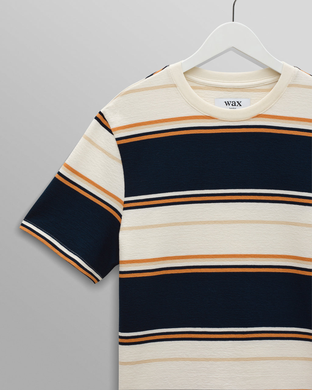 Dean - Navy And Ecru Stripe Textured Organic Cotton T-Shirt