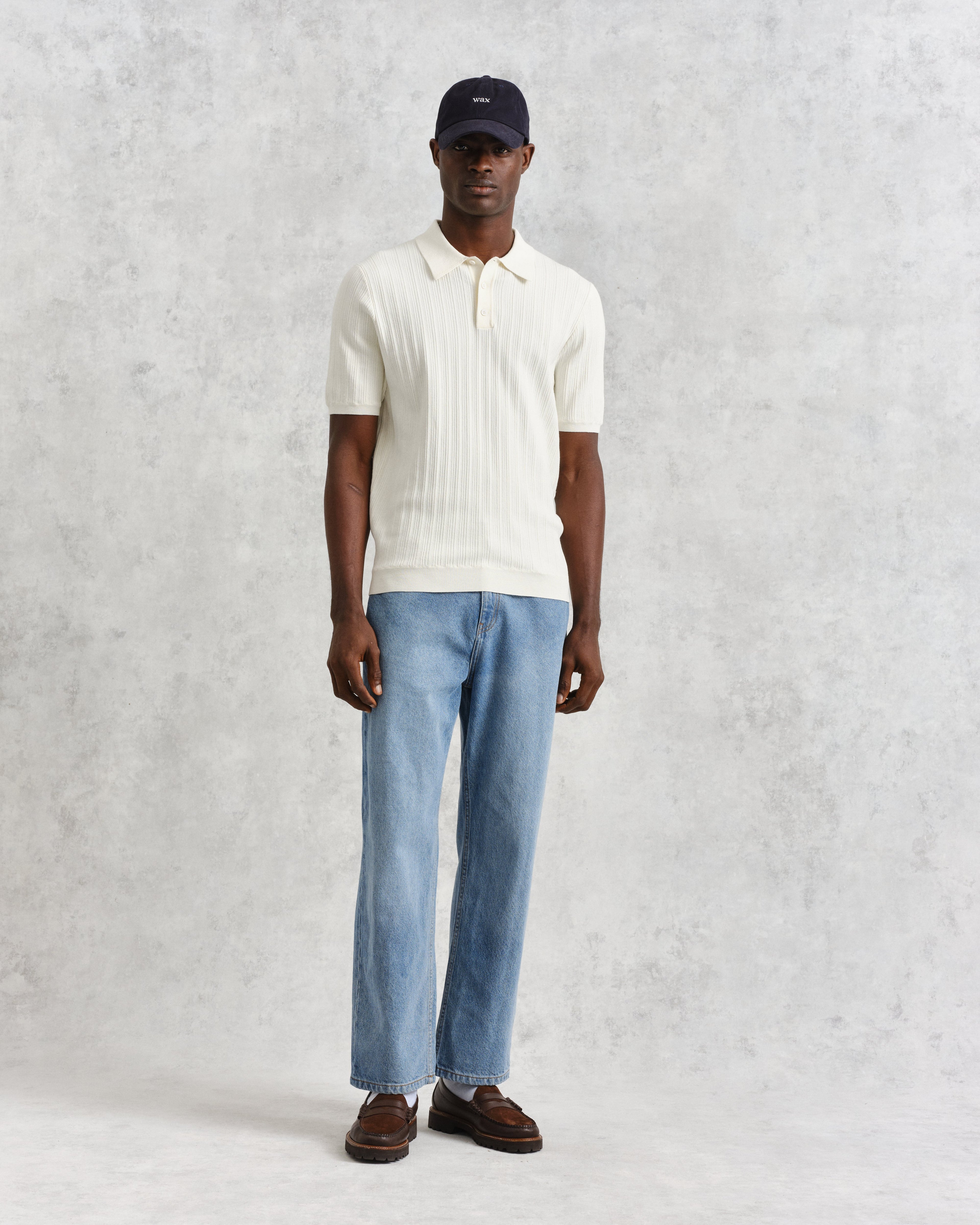 Naples - Ecru Textured Knitted Polo Shirt