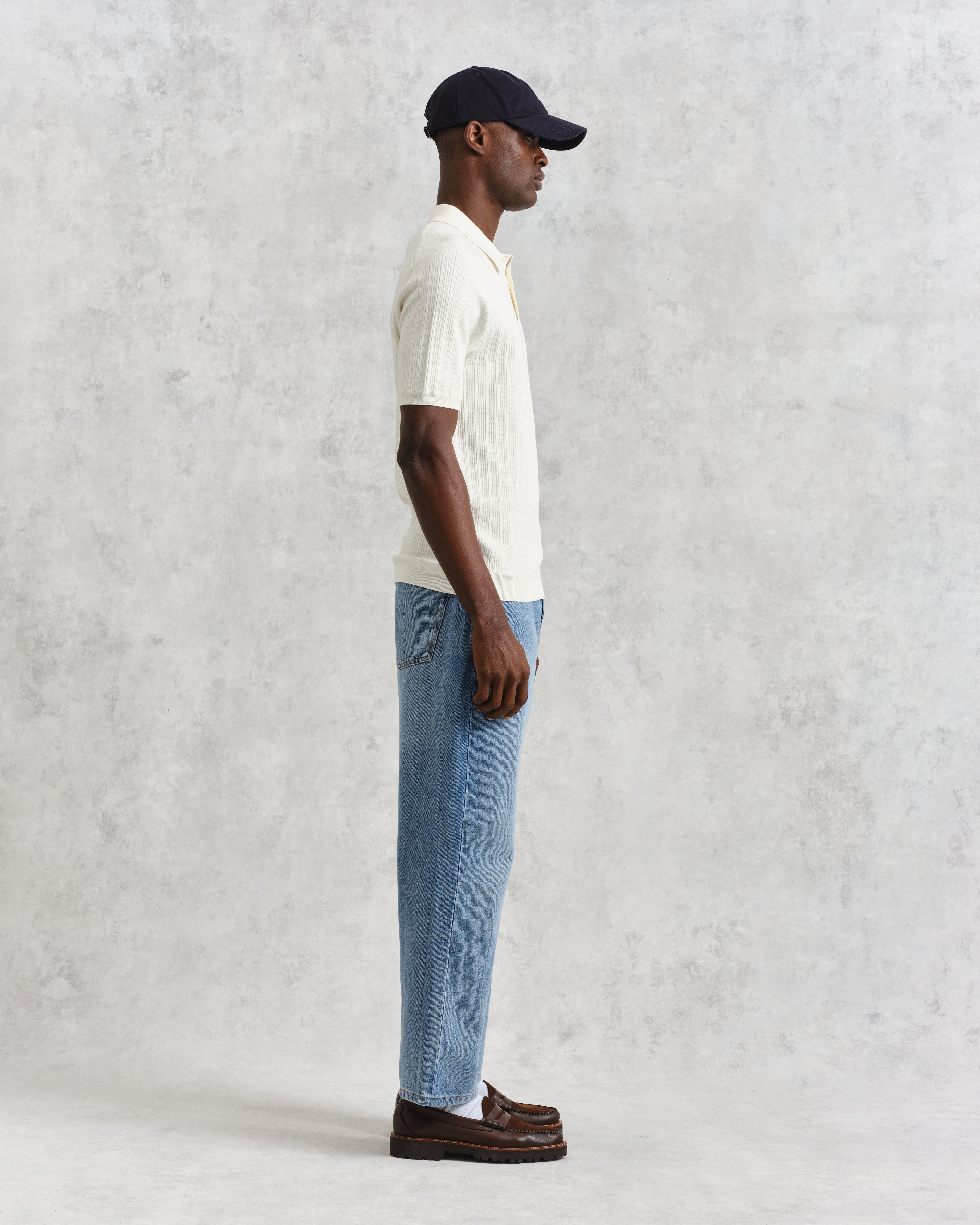 Naples - Ecru Textured Knitted Polo Shirt
