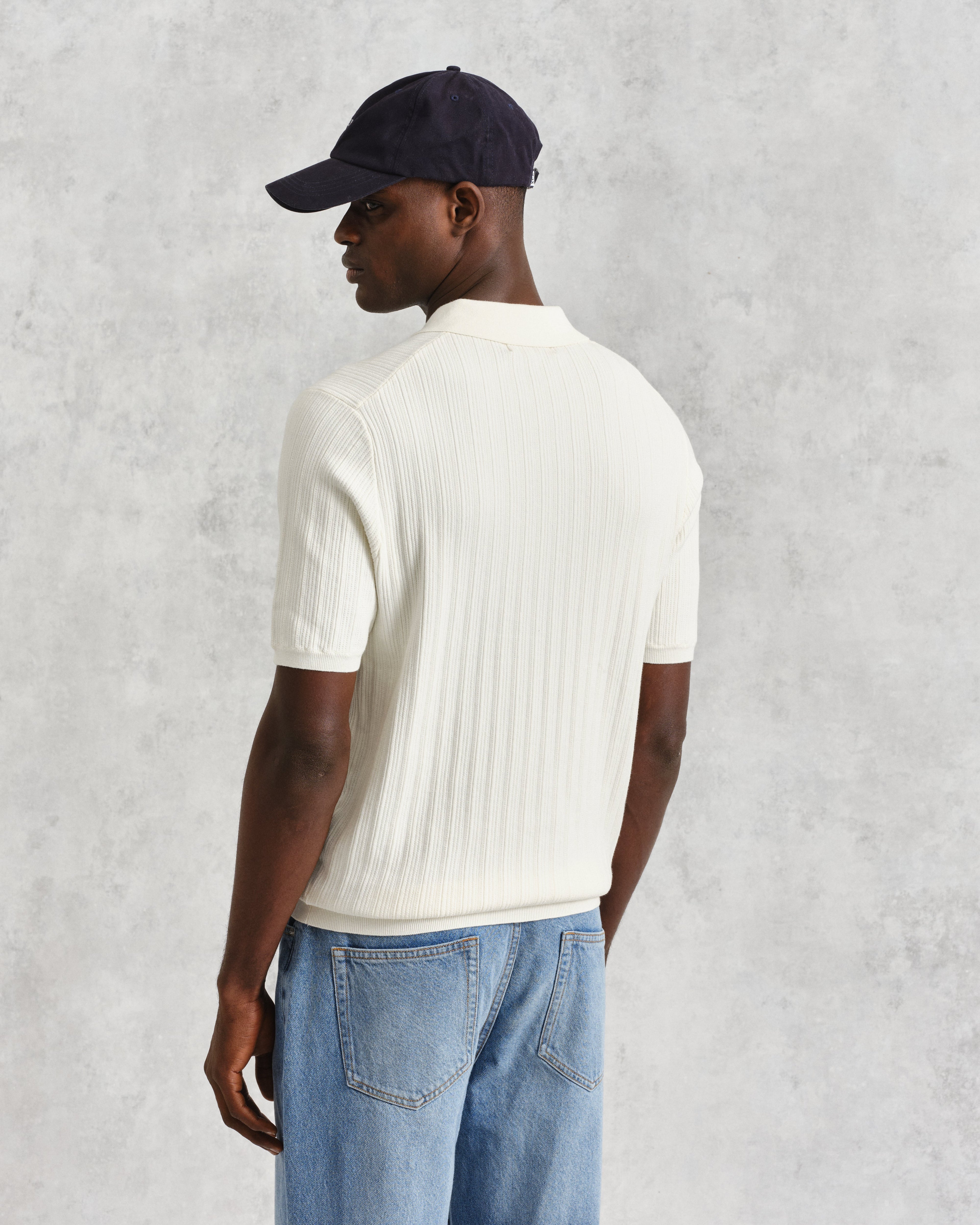 Naples - Ecru Textured Knitted Polo Shirt
