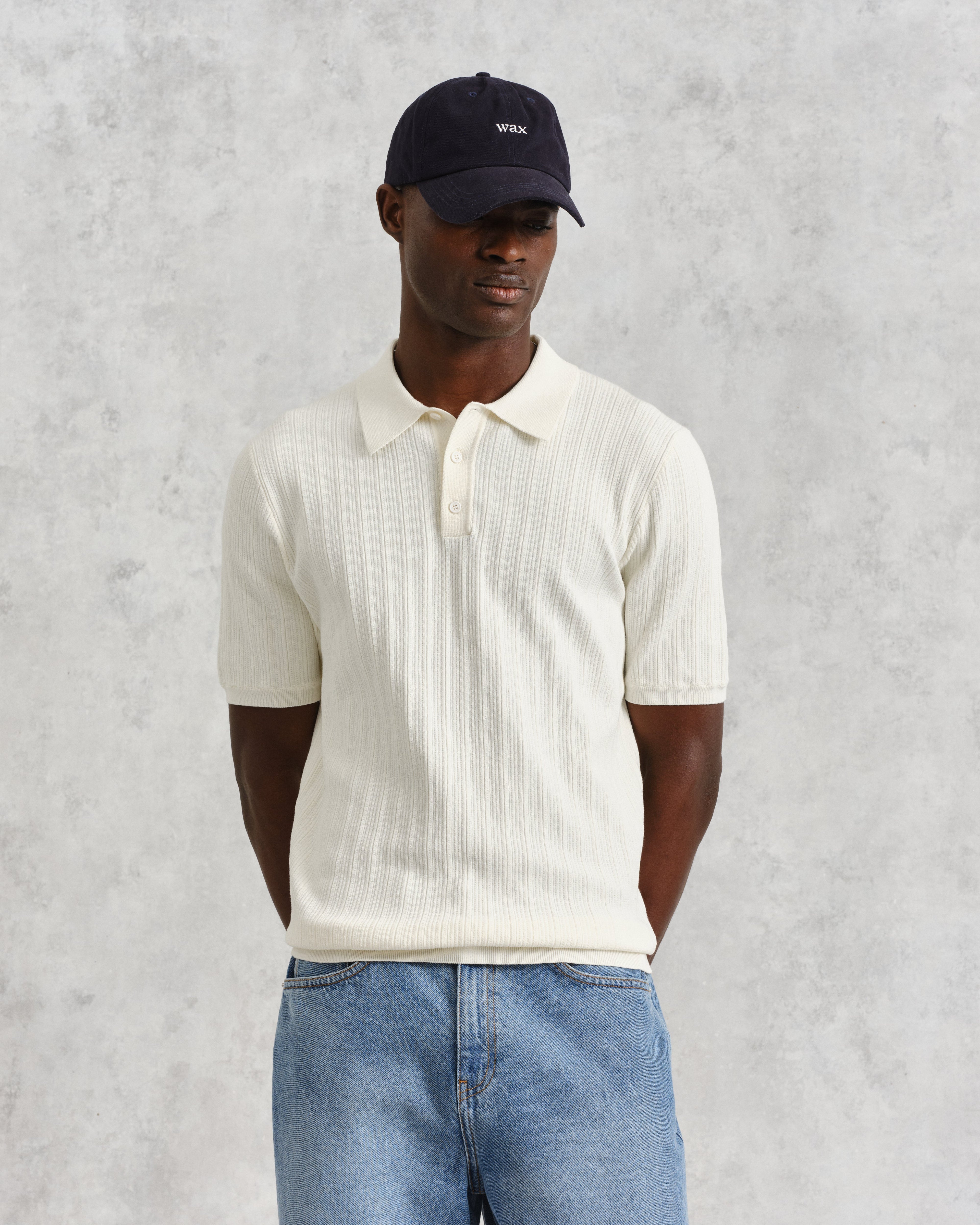 Naples - Ecru Textured Knitted Polo Shirt
