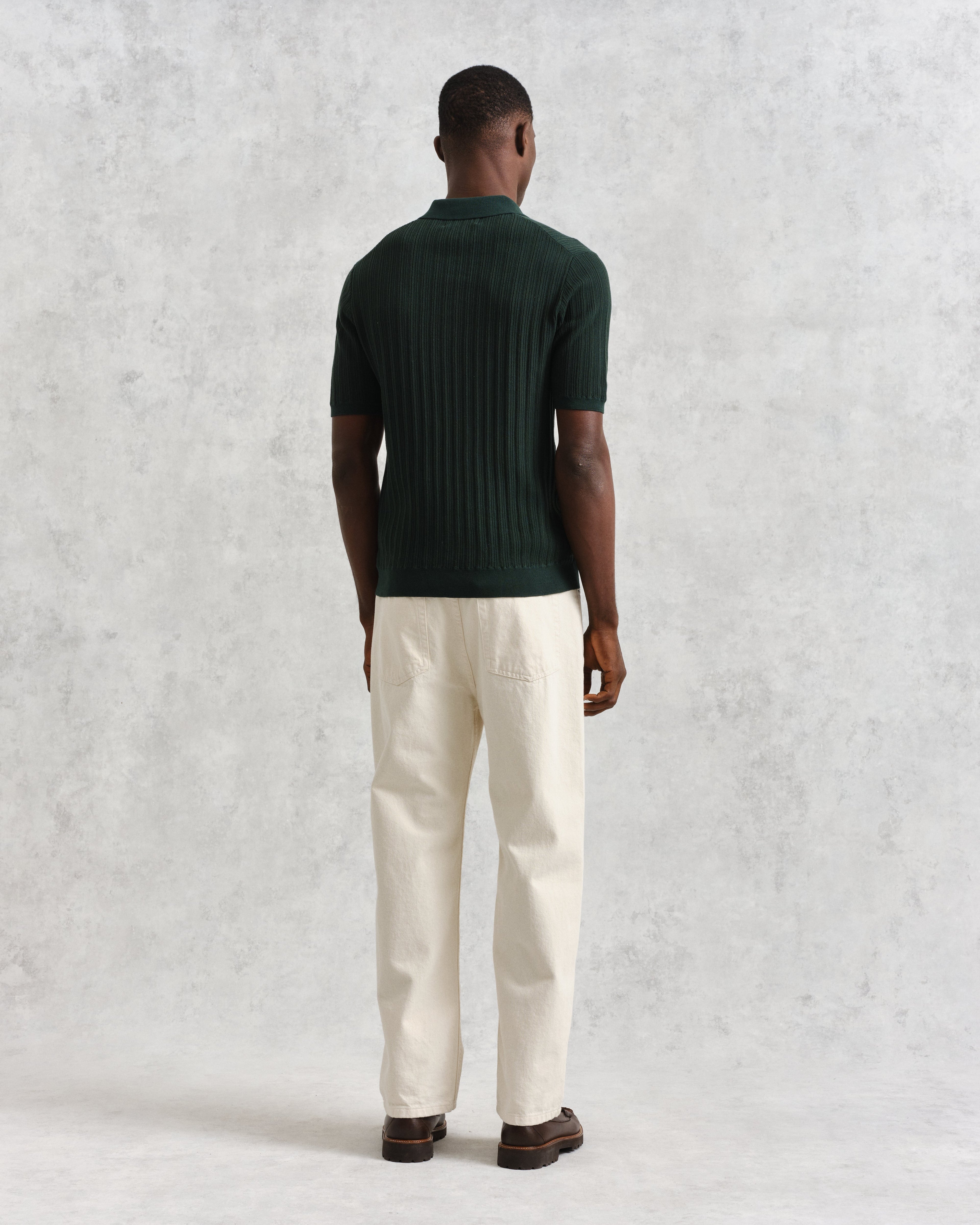Naples - Dark Green Textured Knitted Polo Shirt