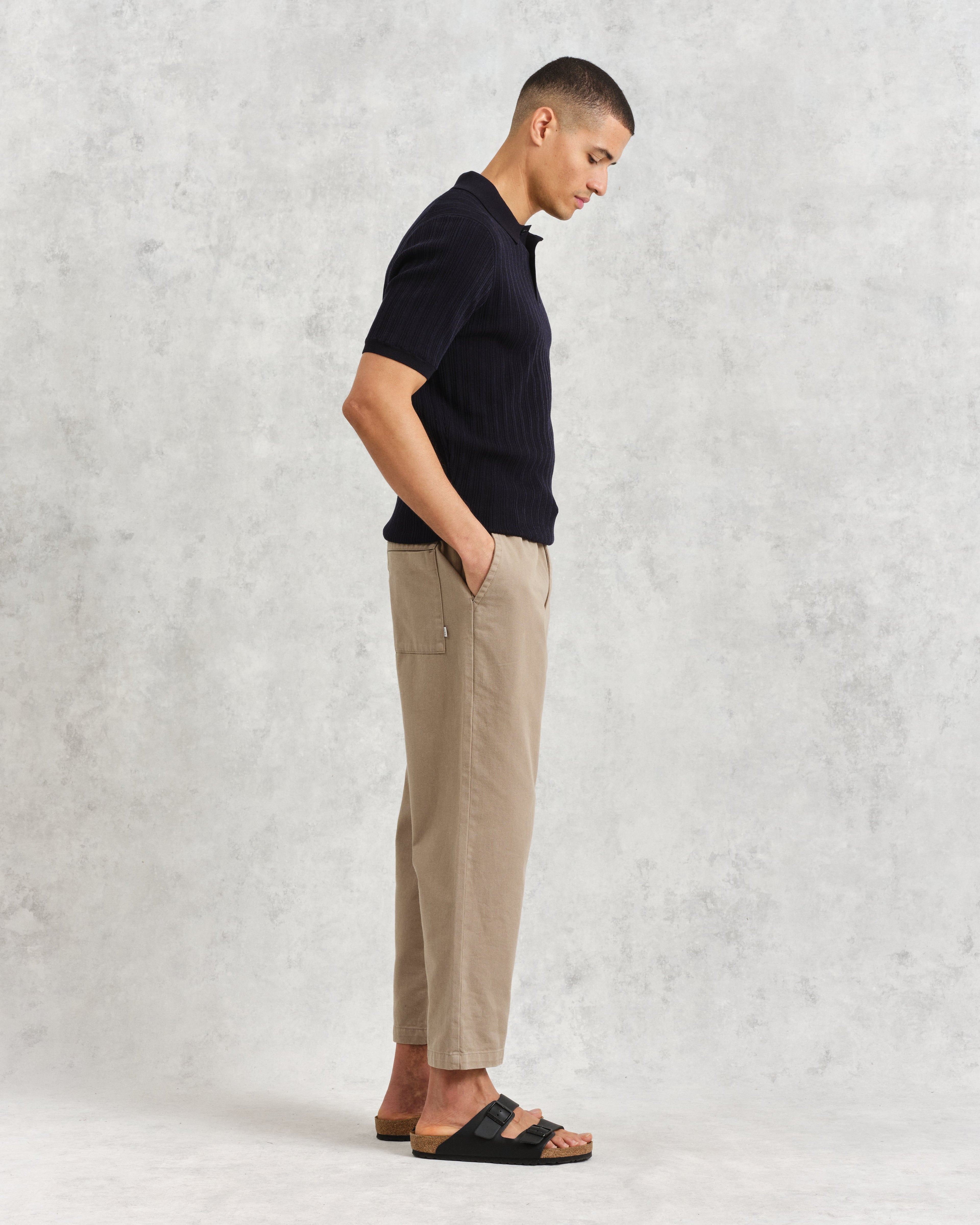 Naples - Midnight Navy Textured Knitted Polo Shirt