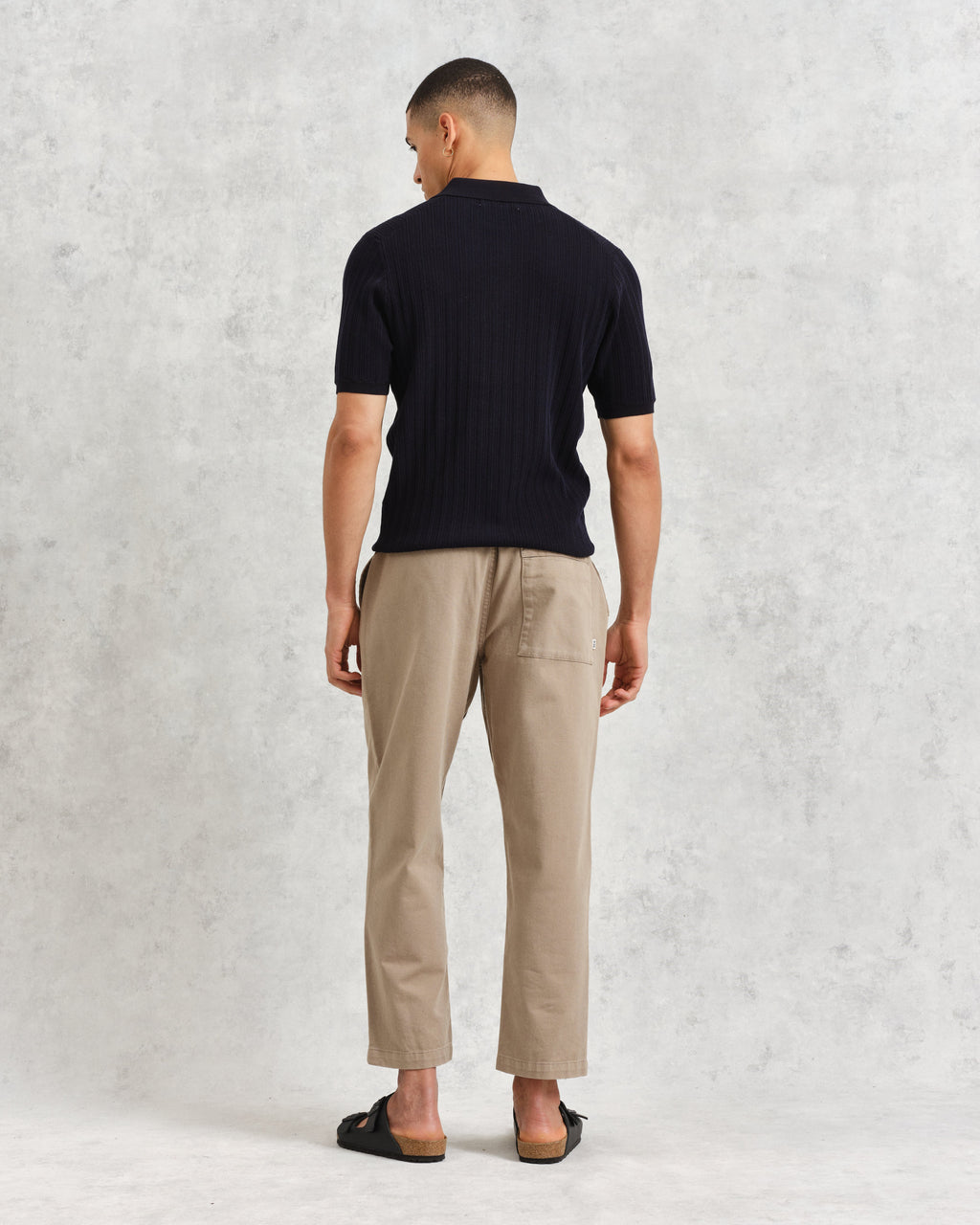 Naples - Midnight Navy Textured Knitted Polo Shirt