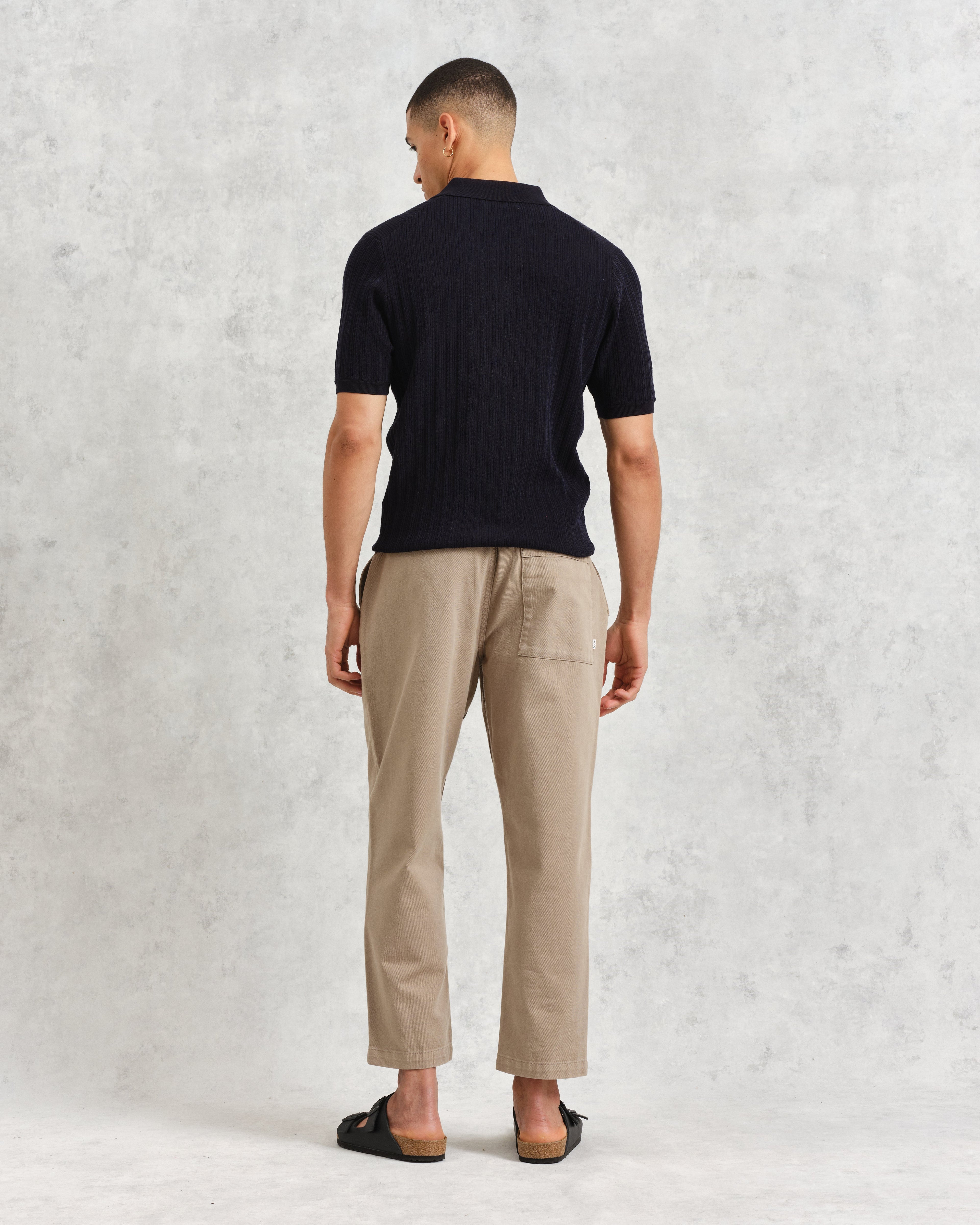 Naples - Midnight Navy Textured Knitted Polo Shirt