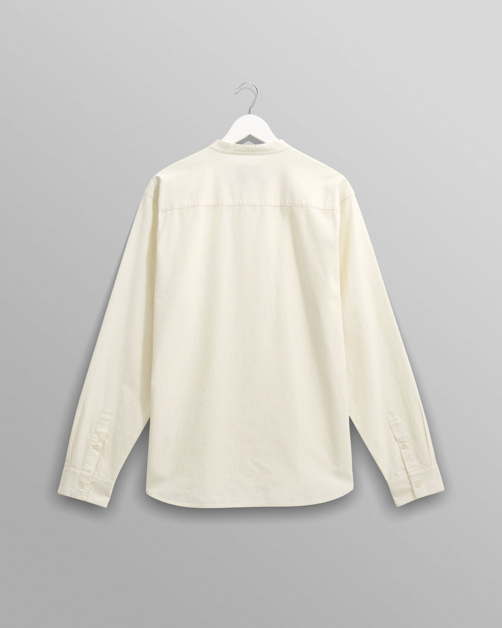 Abbot - Ecru Grandad Collar Cotton Chambray Shirt