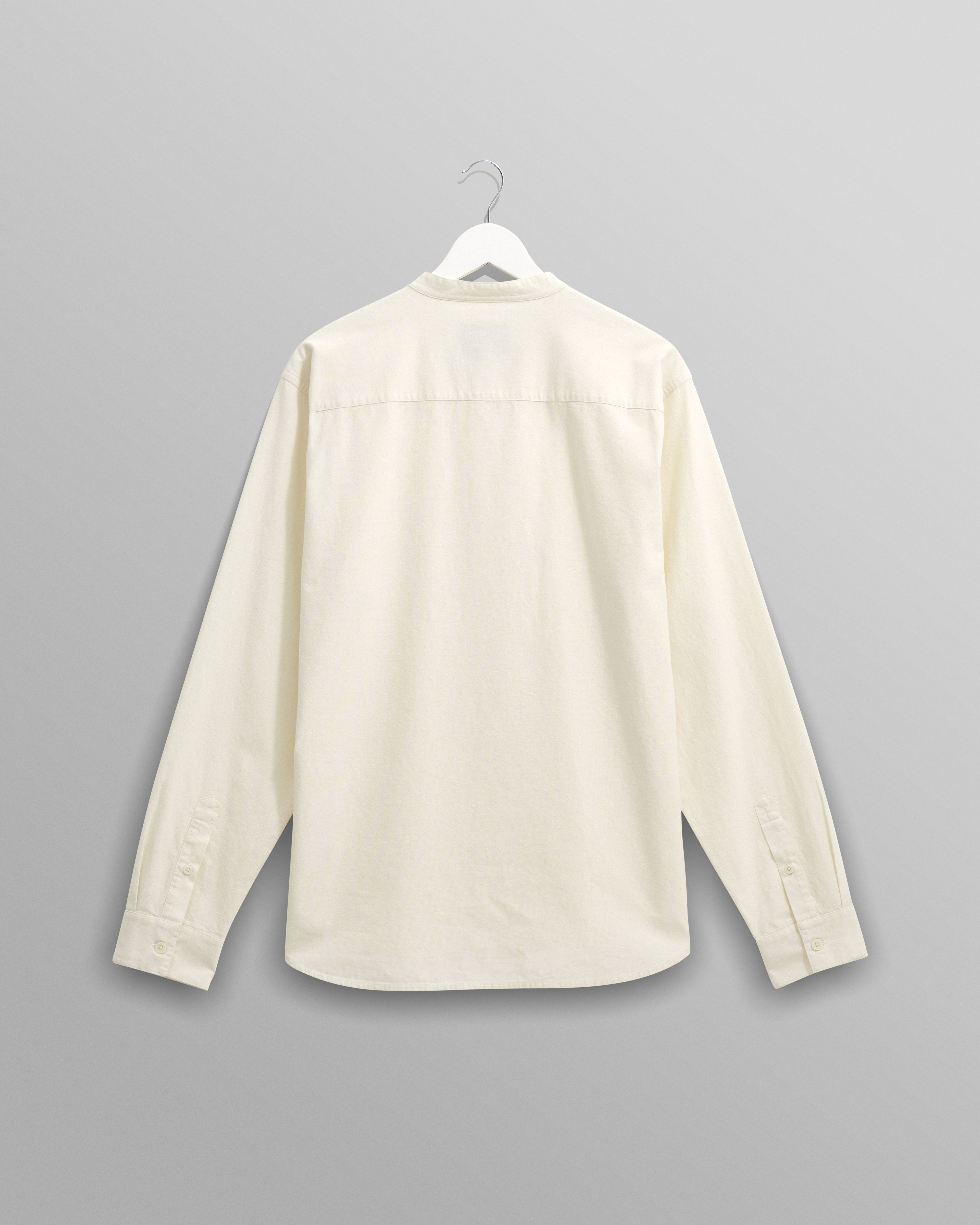 Abbot - Ecru Grandad Collar Cotton Chambray Shirt