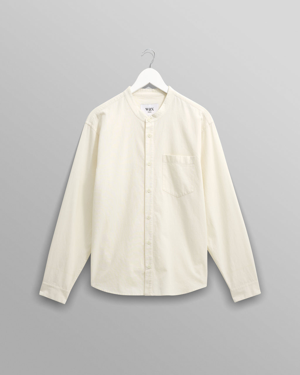Abbot - Ecru Grandad Collar Cotton Chambray Shirt