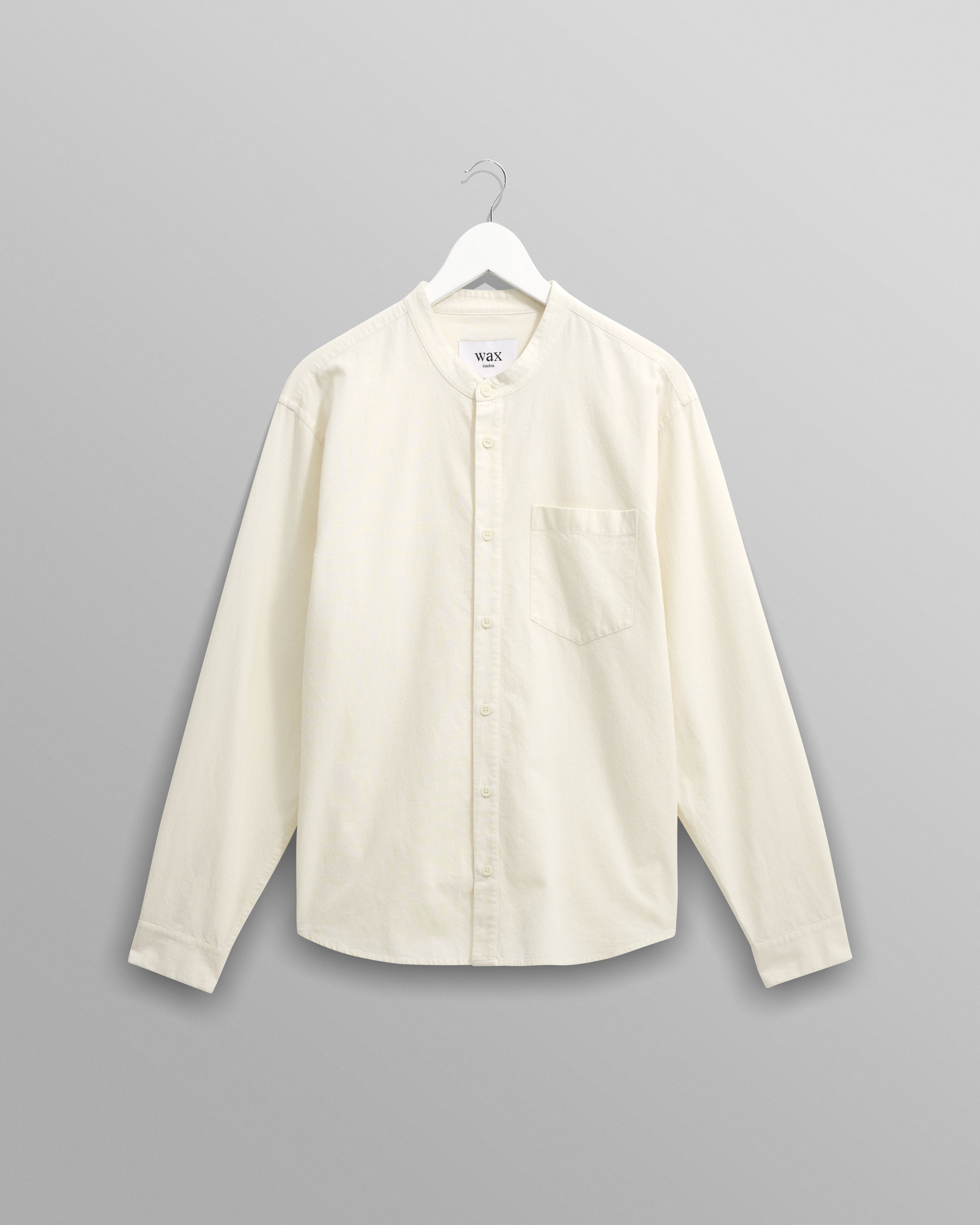 Abbot - Ecru Grandad Collar Cotton Chambray Shirt
