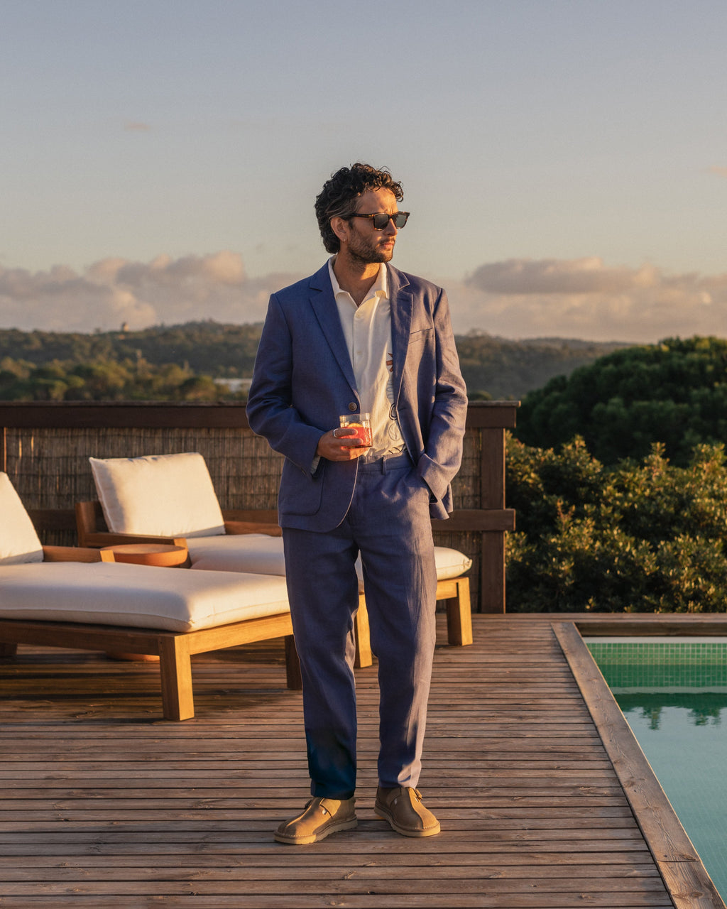 Alp - Mid-Blue Linen Trousers