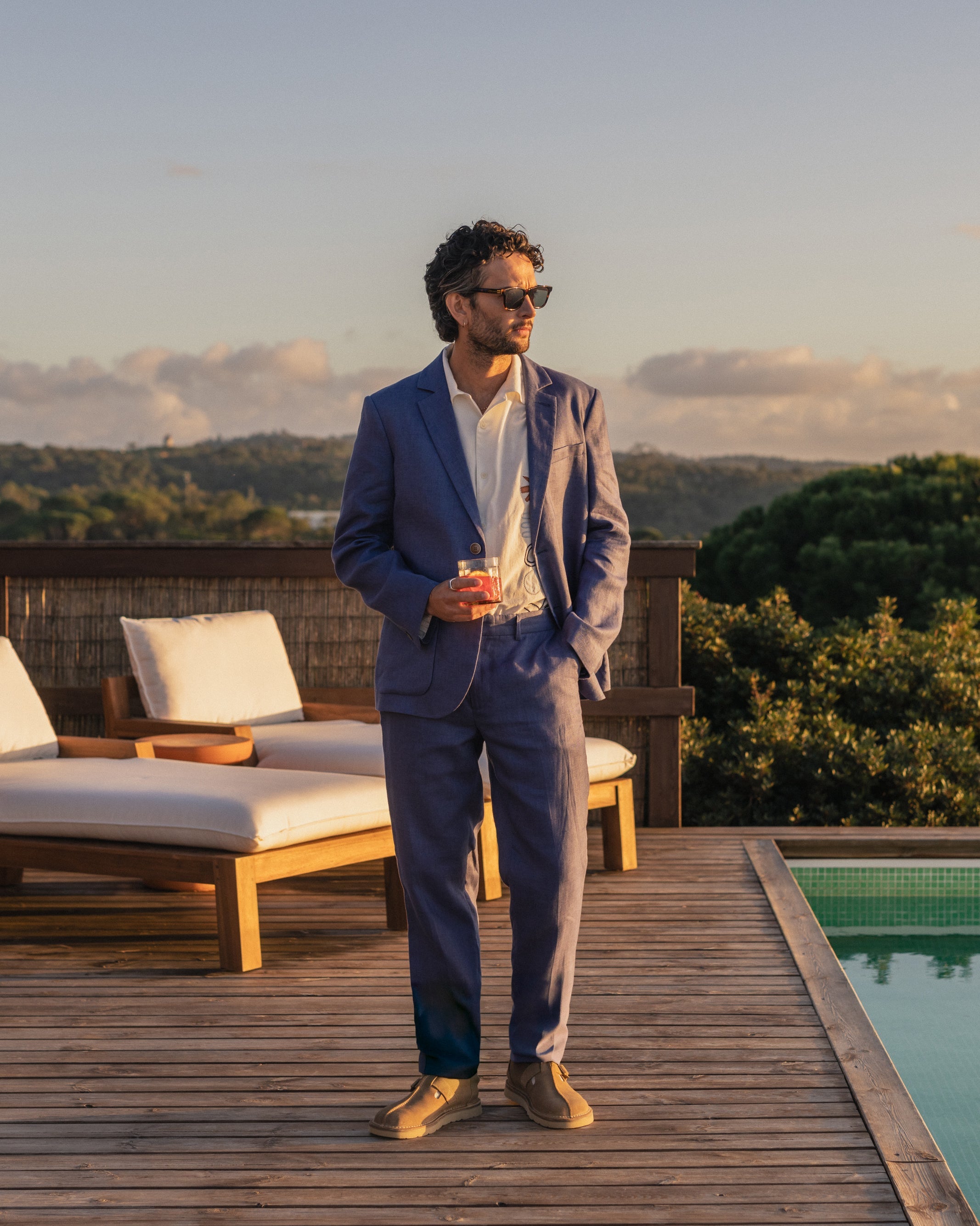 Alp - Mid-Blue Linen Trousers