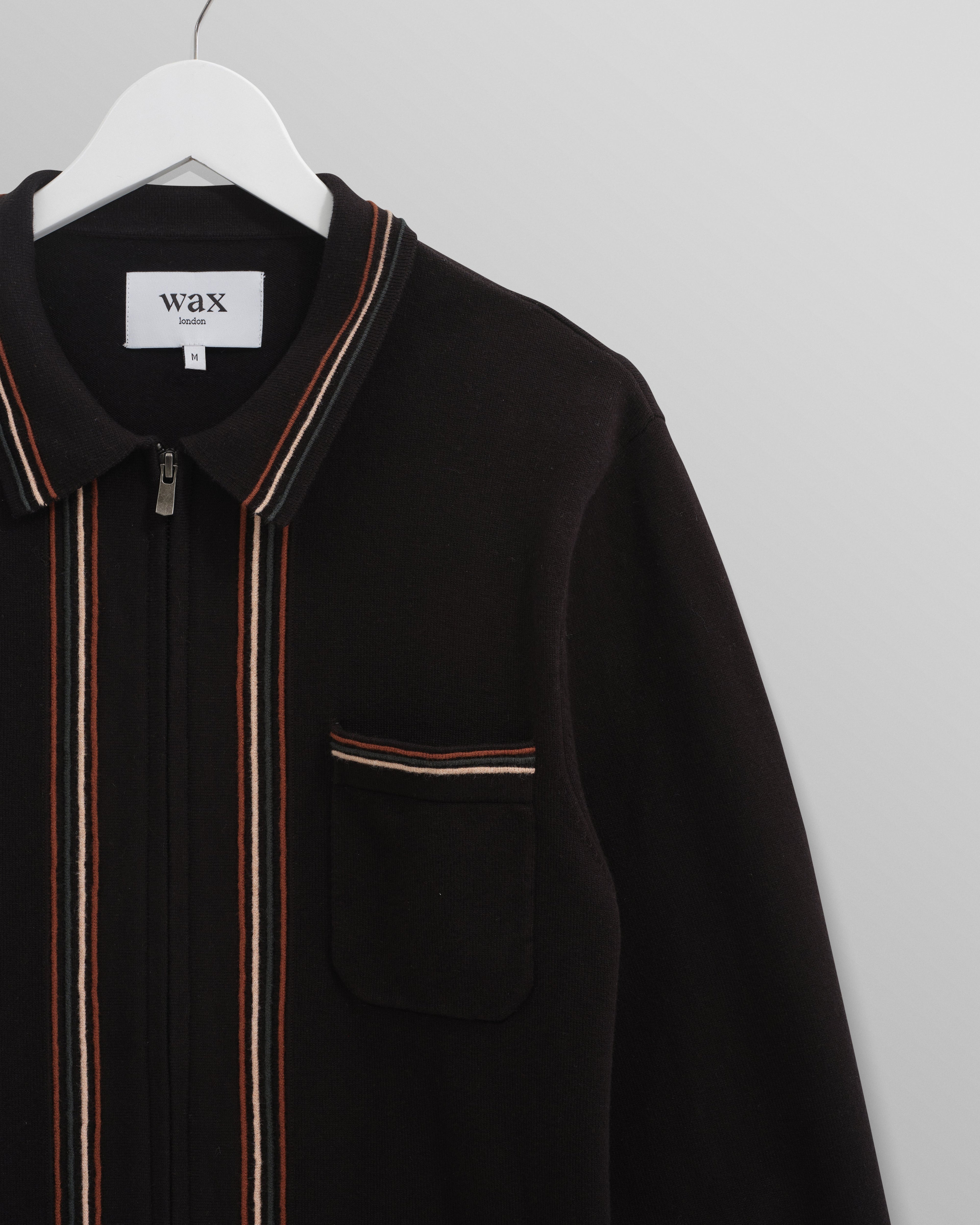 Amble - Black Milano-Knit Long Sleeve Polo