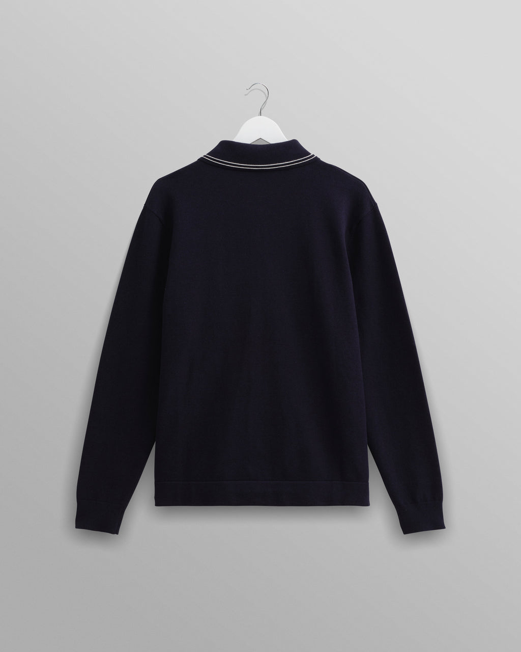 Amble - Navy Milano-Knit Long Sleeve Polo