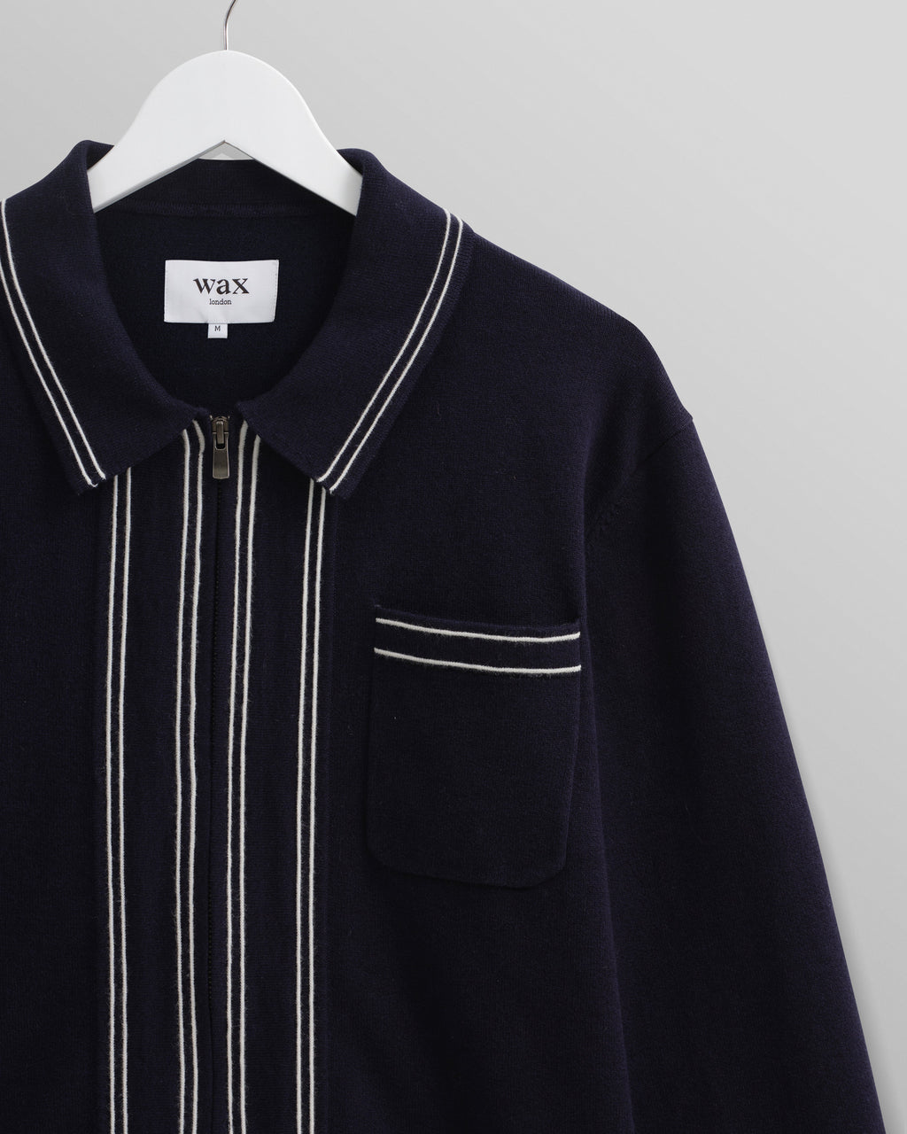 Amble - Navy Milano-Knit Long Sleeve Polo