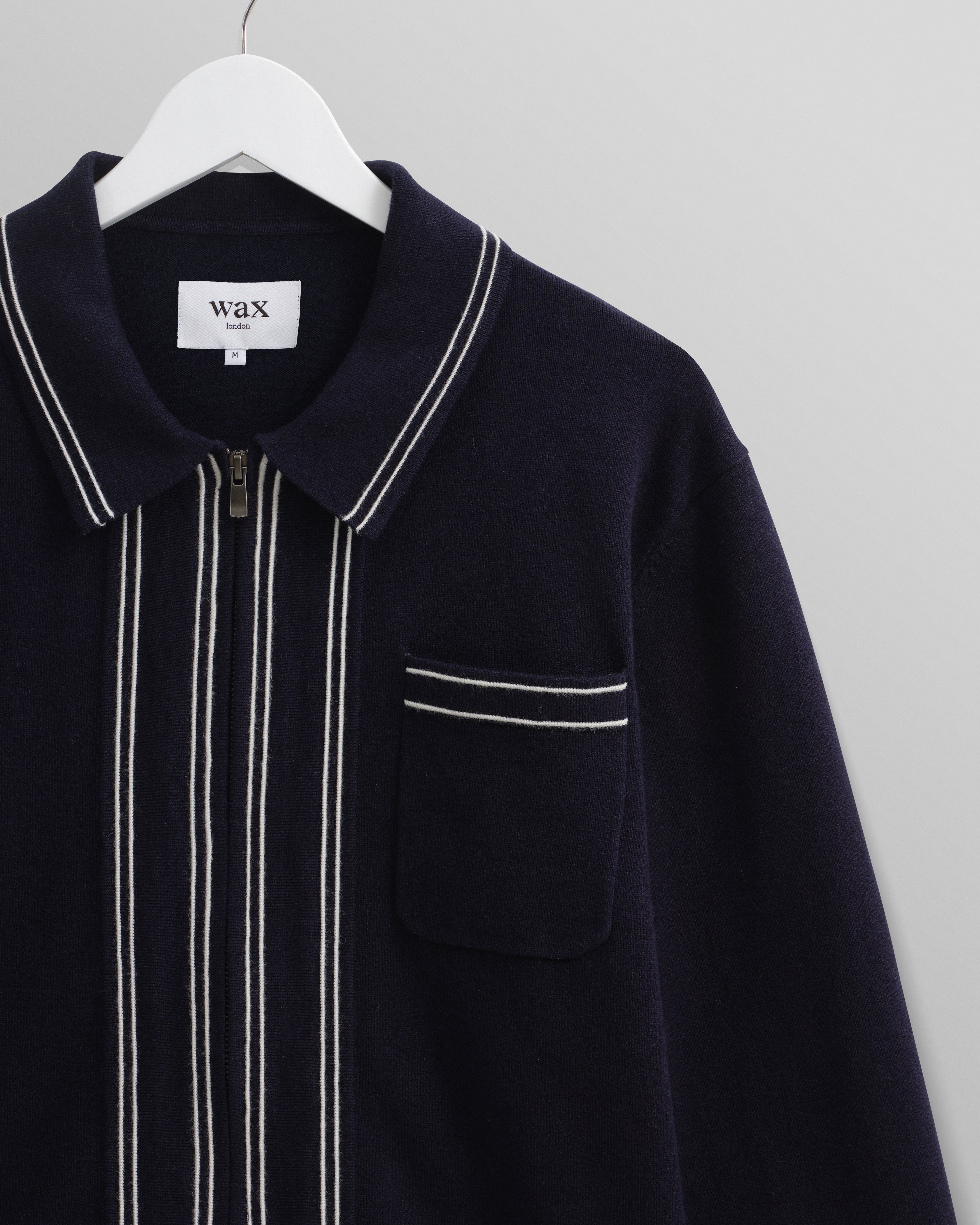 Amble - Navy Milano-Knit Long Sleeve Polo