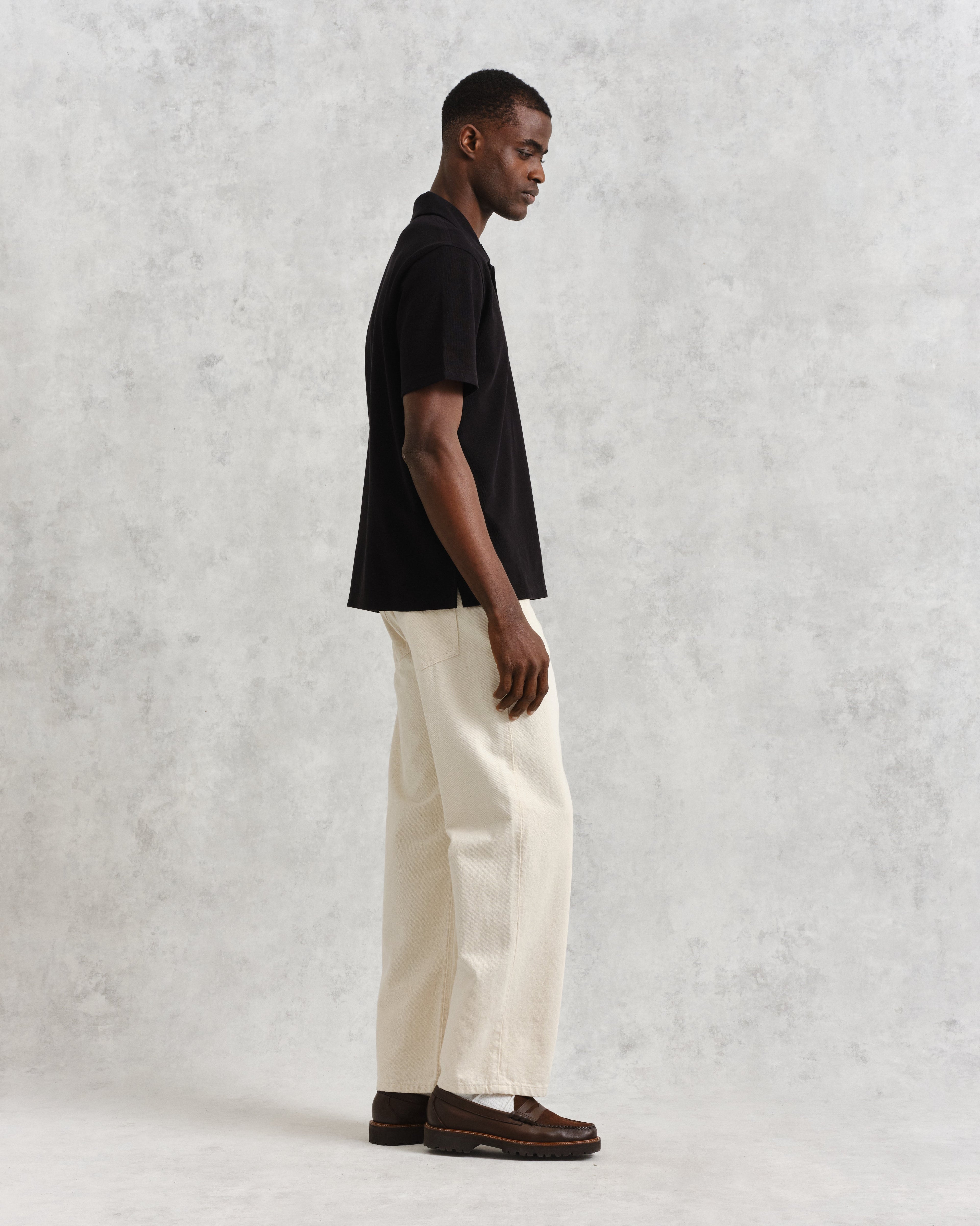 Atwood - Black Textured Organic Cotton Polo Shirt