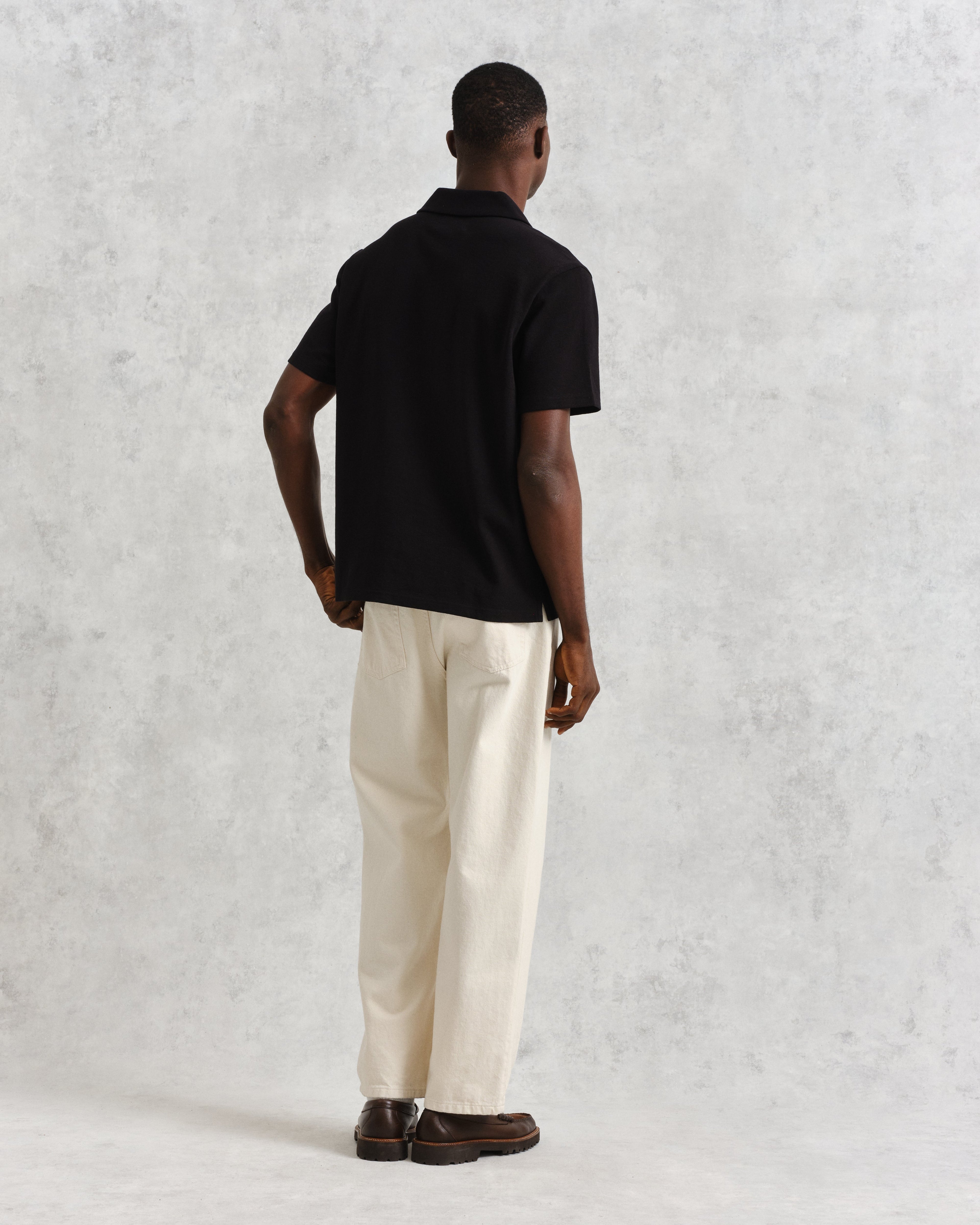 Atwood - Black Textured Organic Cotton Polo Shirt