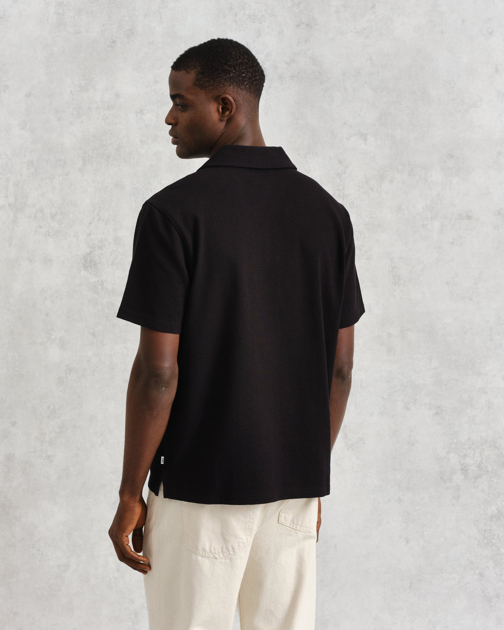 Atwood - Black Textured Organic Cotton Polo Shirt