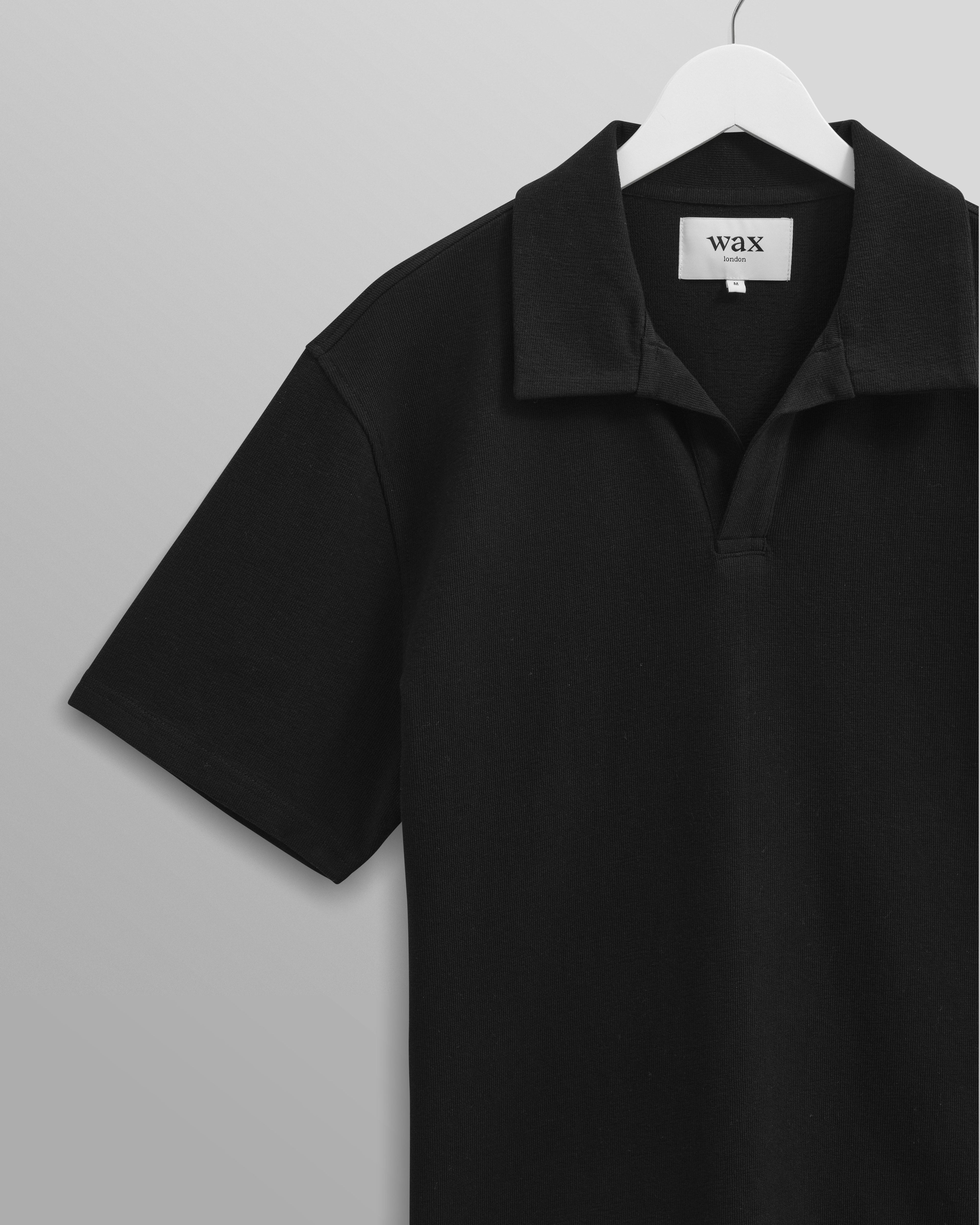 Atwood - Black Textured Organic Cotton Polo Shirt