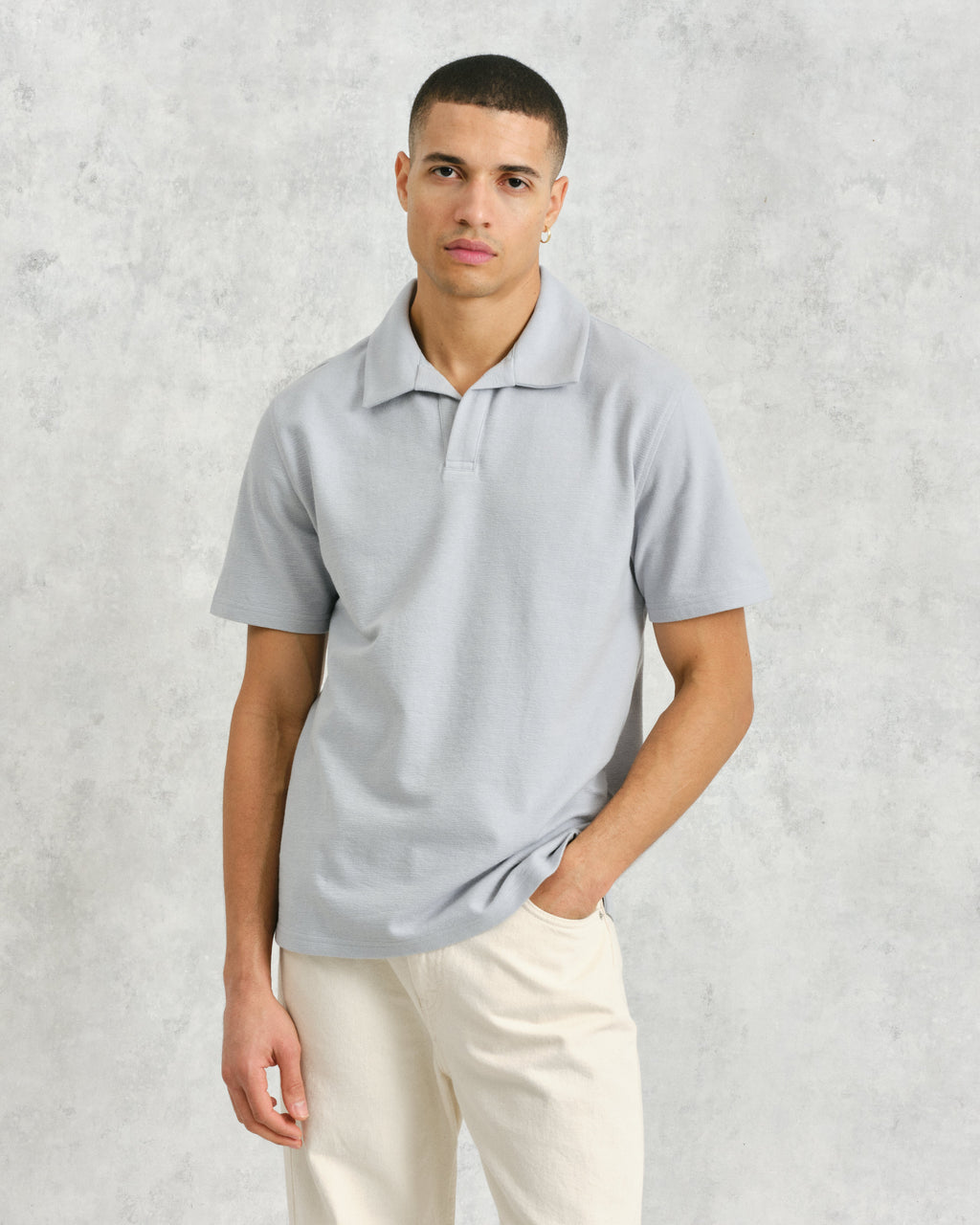 Atwood - Blue Textured Organic Cotton Polo Shirt