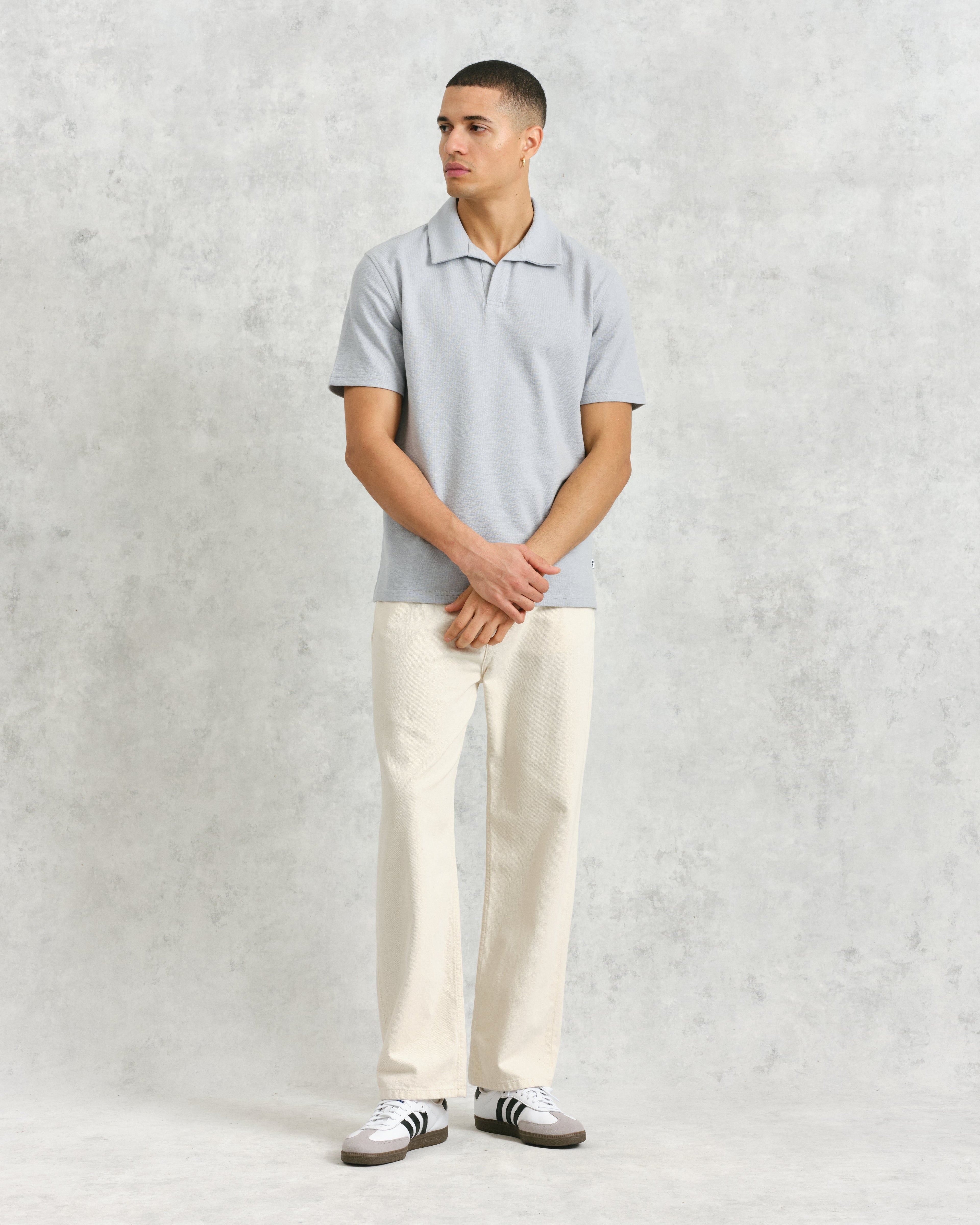Atwood - Blue Textured Organic Cotton Polo Shirt