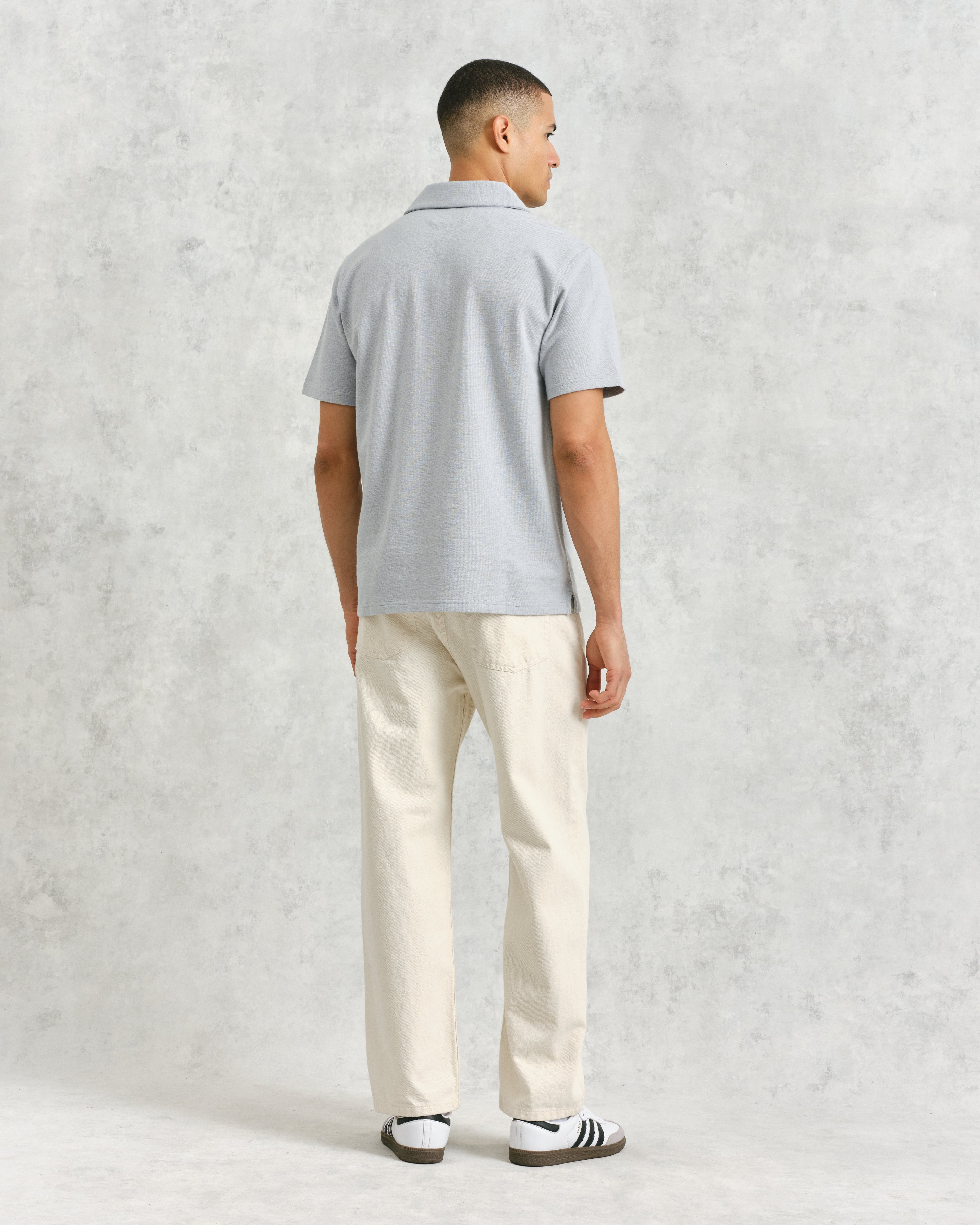 Atwood - Blue Textured Organic Cotton Polo Shirt