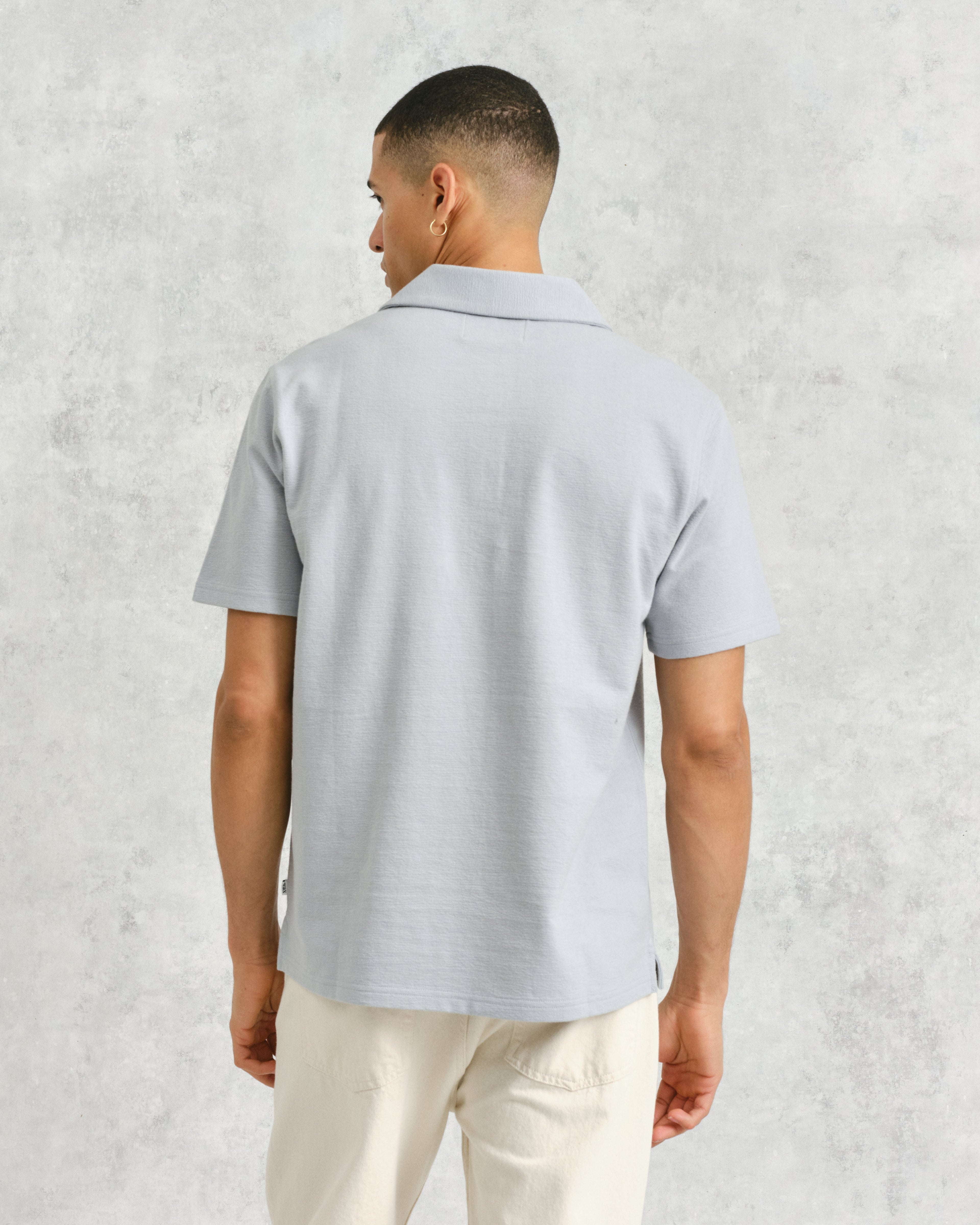 Atwood - Blue Textured Organic Cotton Polo Shirt