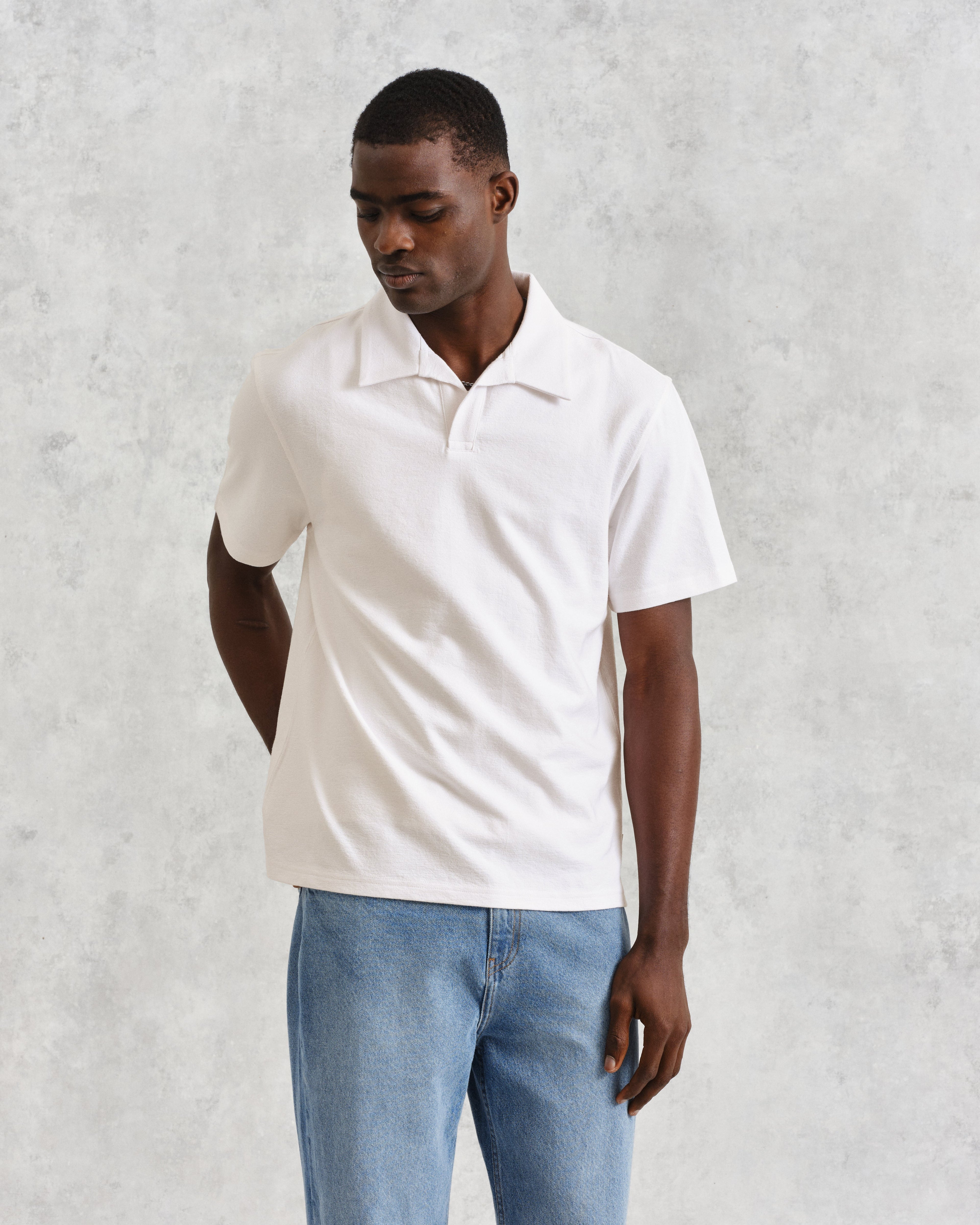 Atwood - Ecru Textured Organic Cotton Polo Shirt