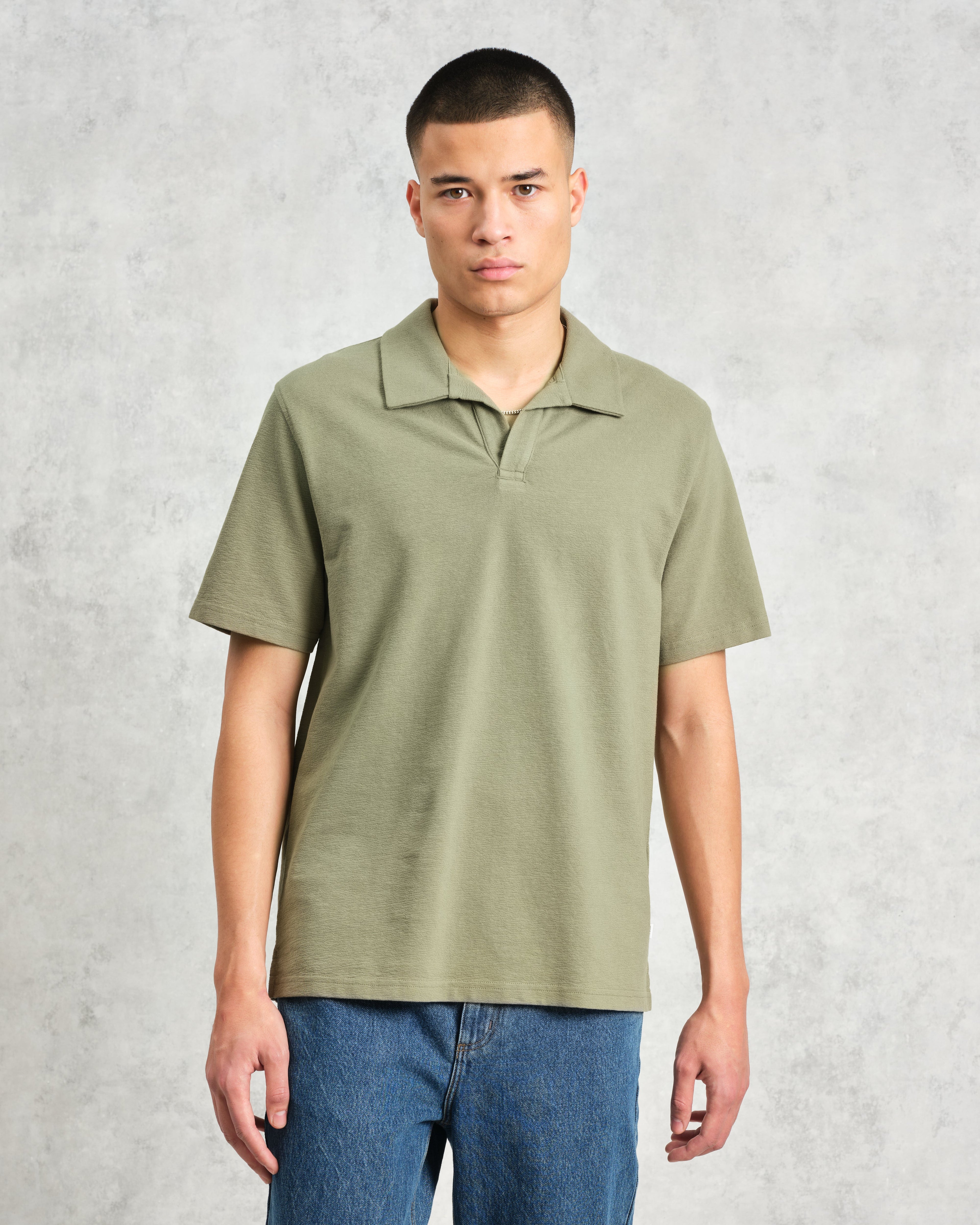 Atwood - Green Textured Organic Cotton Polo Shirt