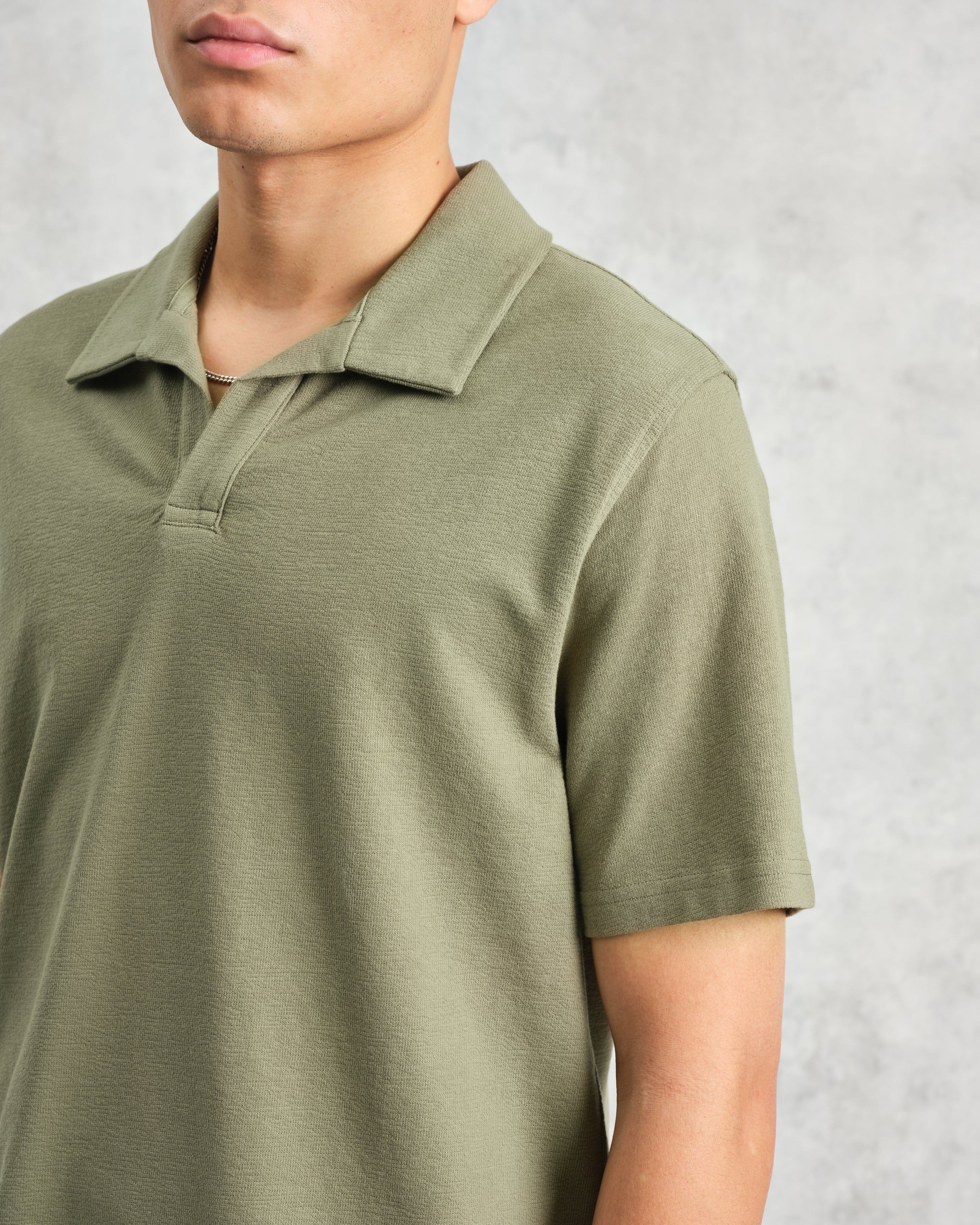 Atwood - Green Textured Organic Cotton Polo Shirt