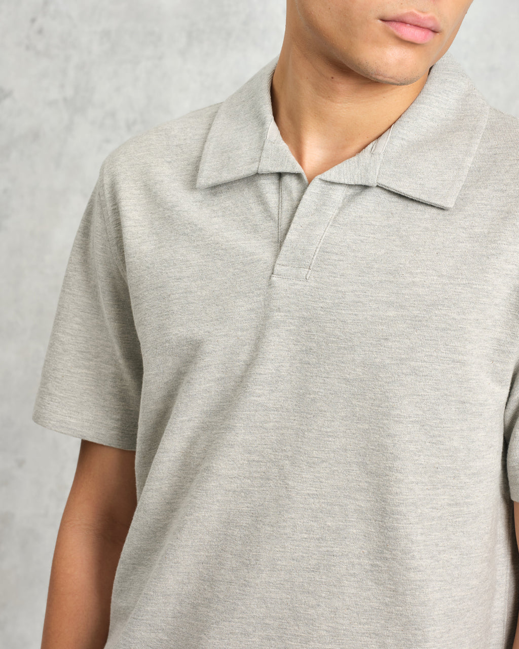 Atwood - Grey Marl Textured Organic Cotton Polo Shirt